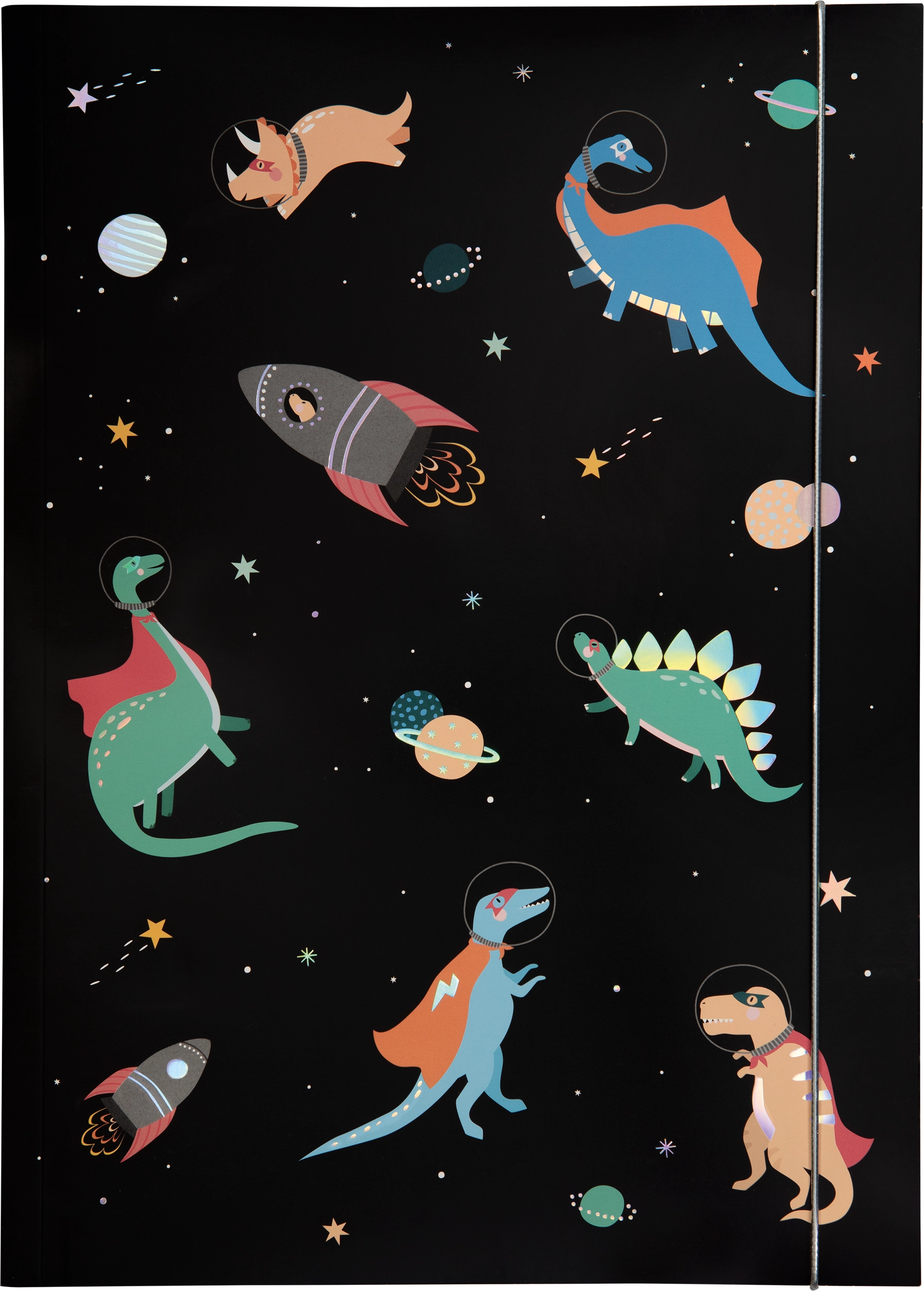 Folders, Space Dinos, with Elastic Band