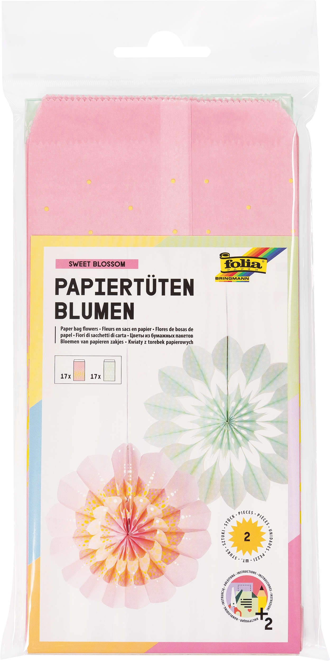 Papiertütenblumen, Sweet Blossom, 11 x 22 cm, 34 Stück