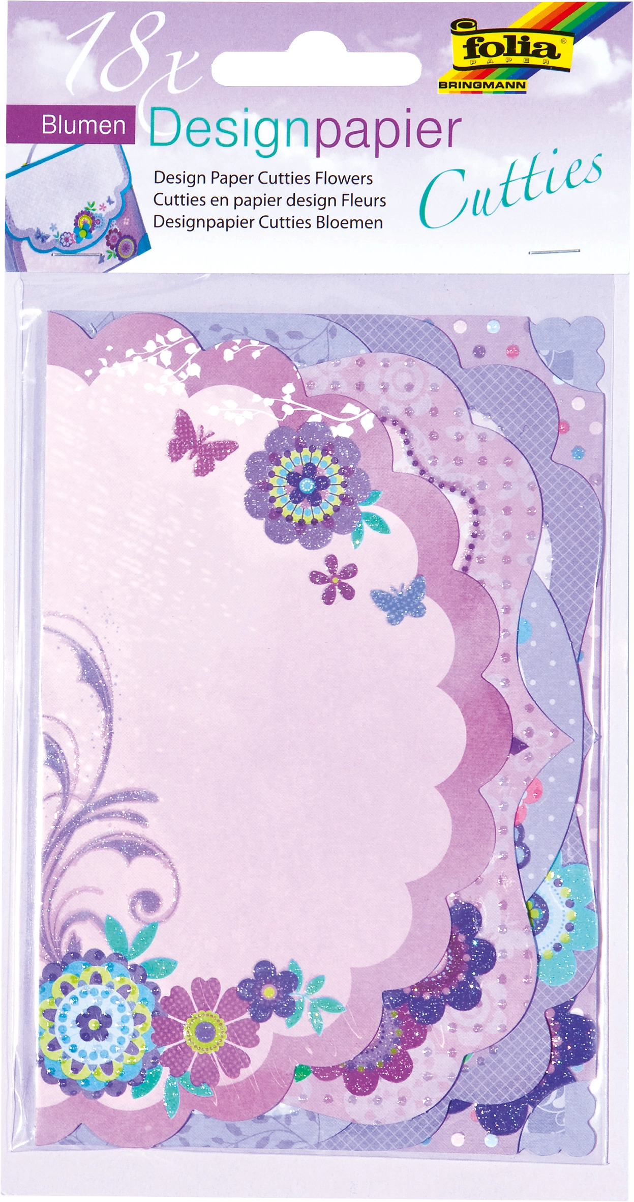 Designpapier Cutties, Blumen, 11,5 x 27,0 cm, 18 Blatt