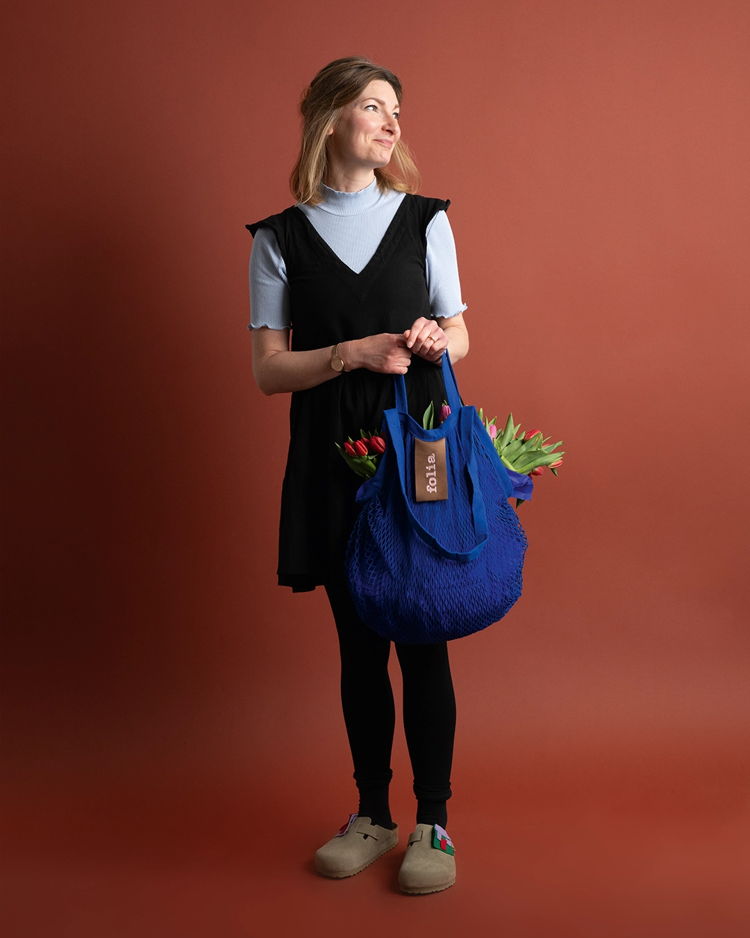 Mesh tote bag, Blue, 1 Stück