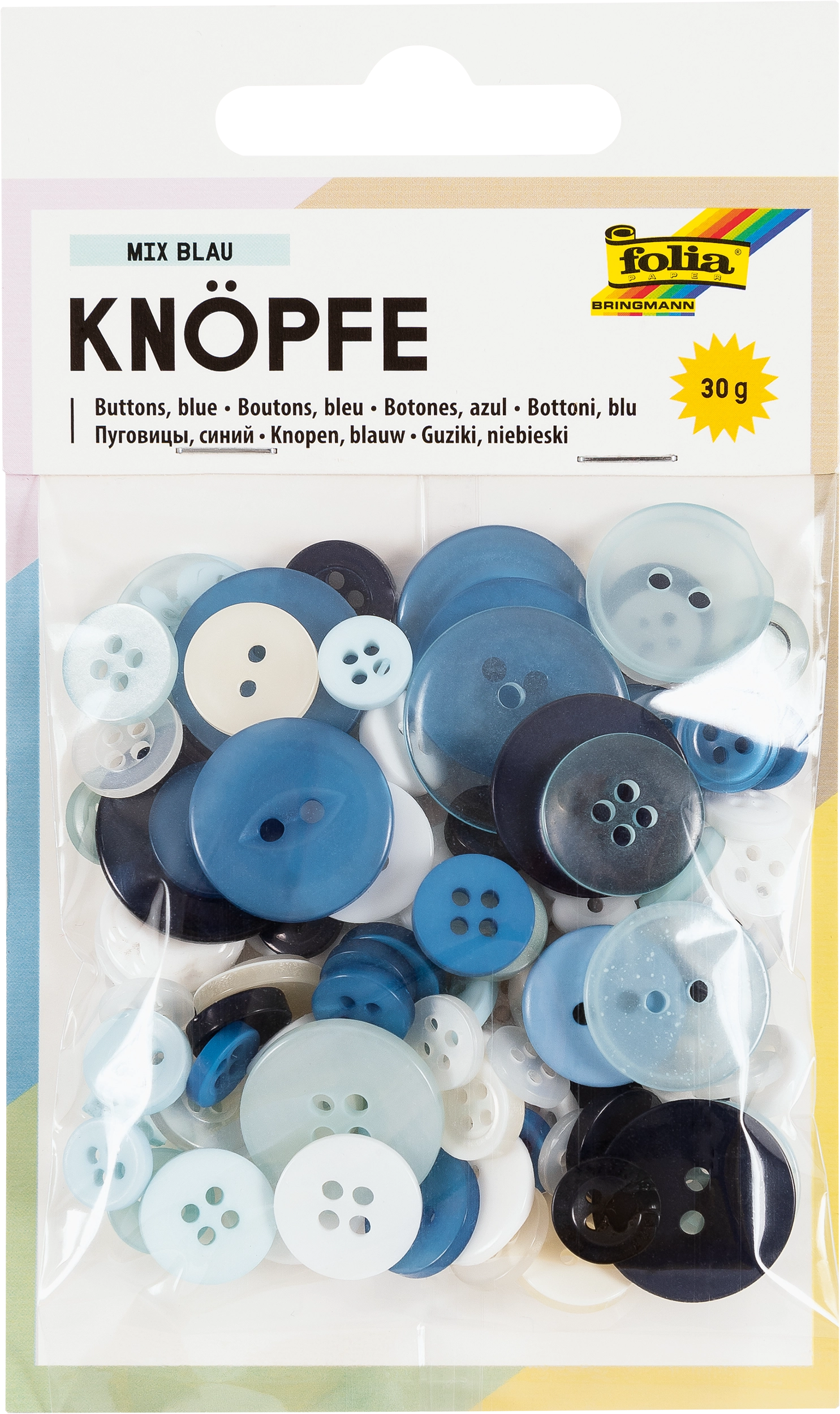 Buttons, Mix blue, 30 g