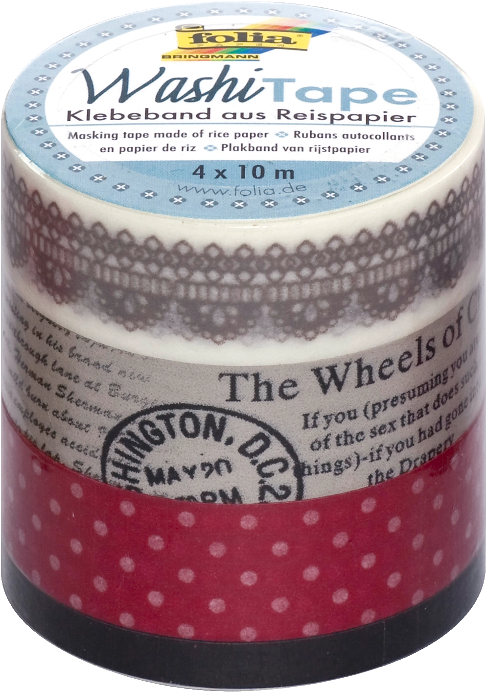 Washi Tape, Vintage, 4x 10 m, 4 Rollen