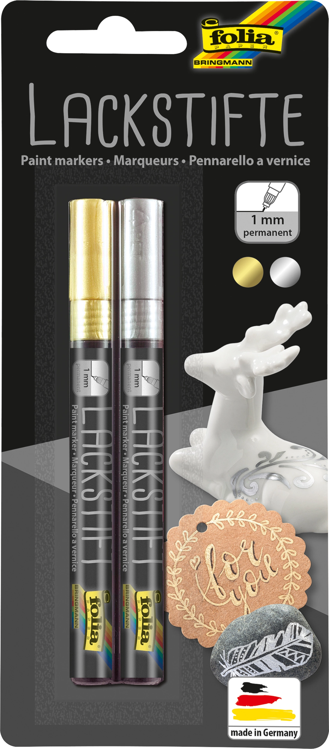 Lackstifte, Gold & Silber, Fein, 2 Stifte
