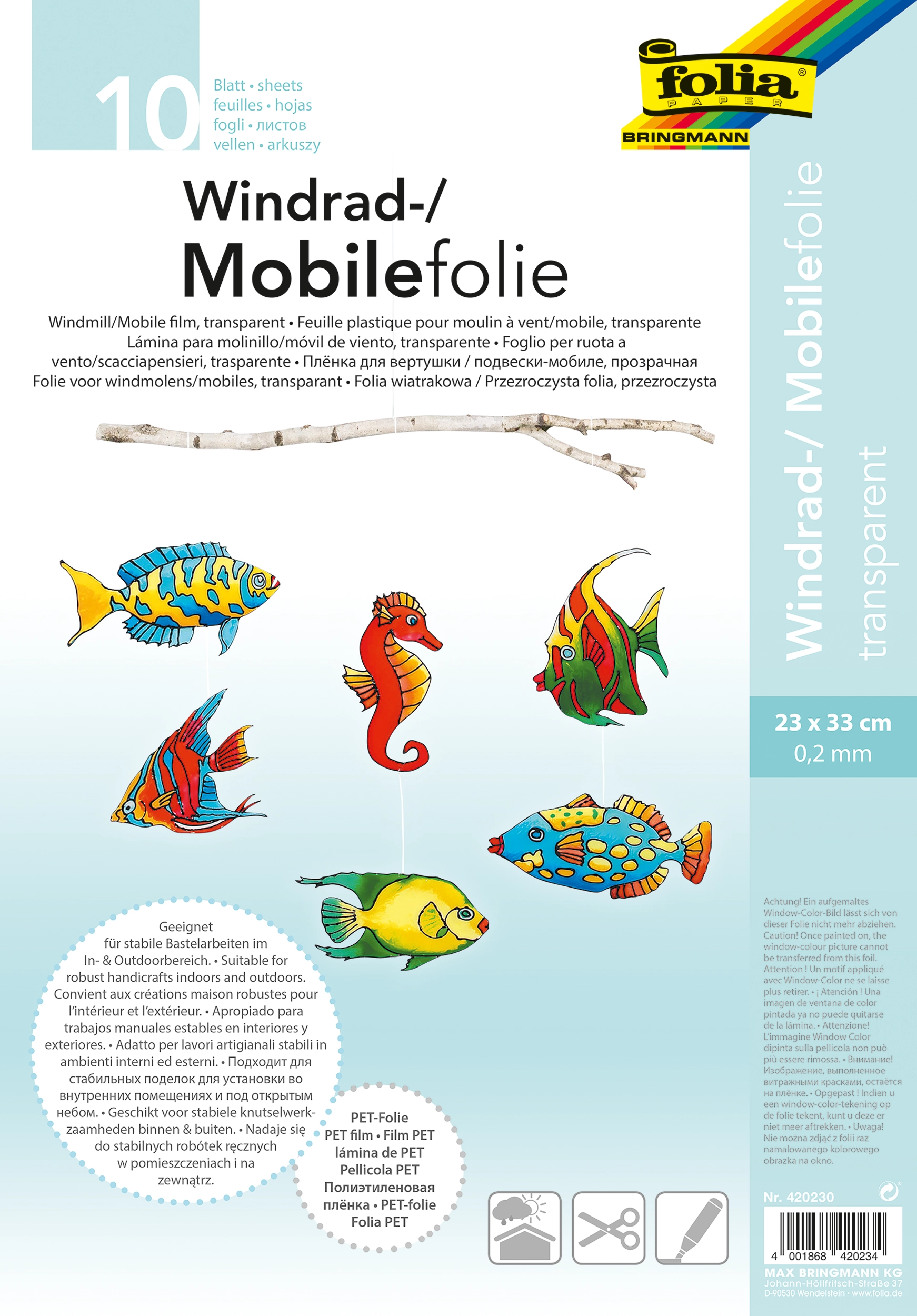Mobilefolie, Transparent, 23 x 33 cm, 10 Blatt, 1 Pack