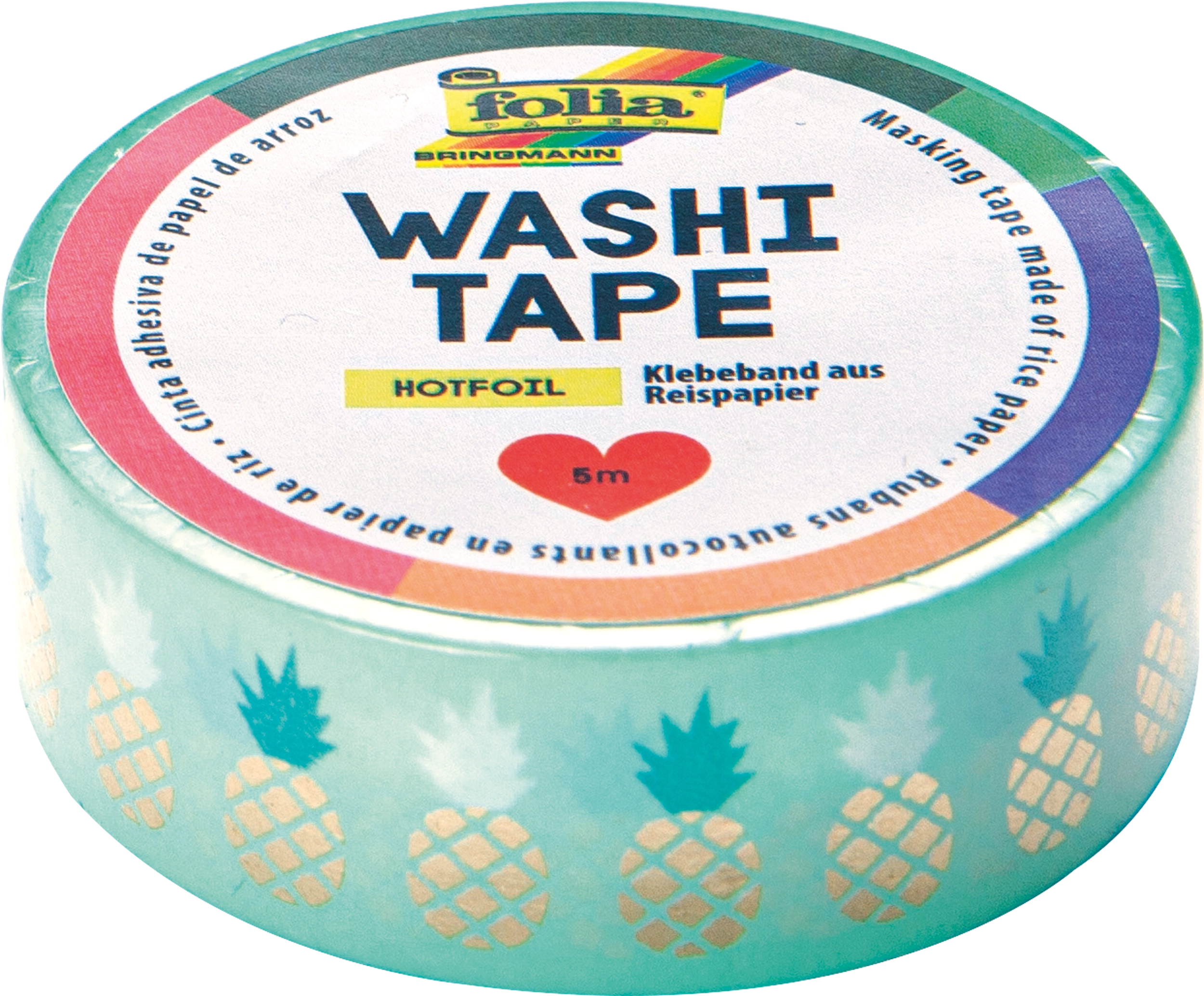 Washi Tape, Gold Ananas, 5 m, 1 Rolle