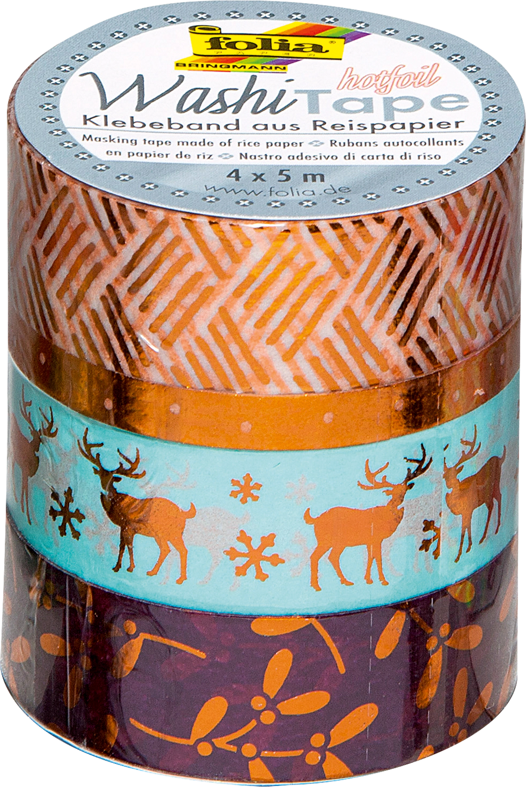 Washi Tape, Kupfer II, 4x 5 m, 4 Rollen