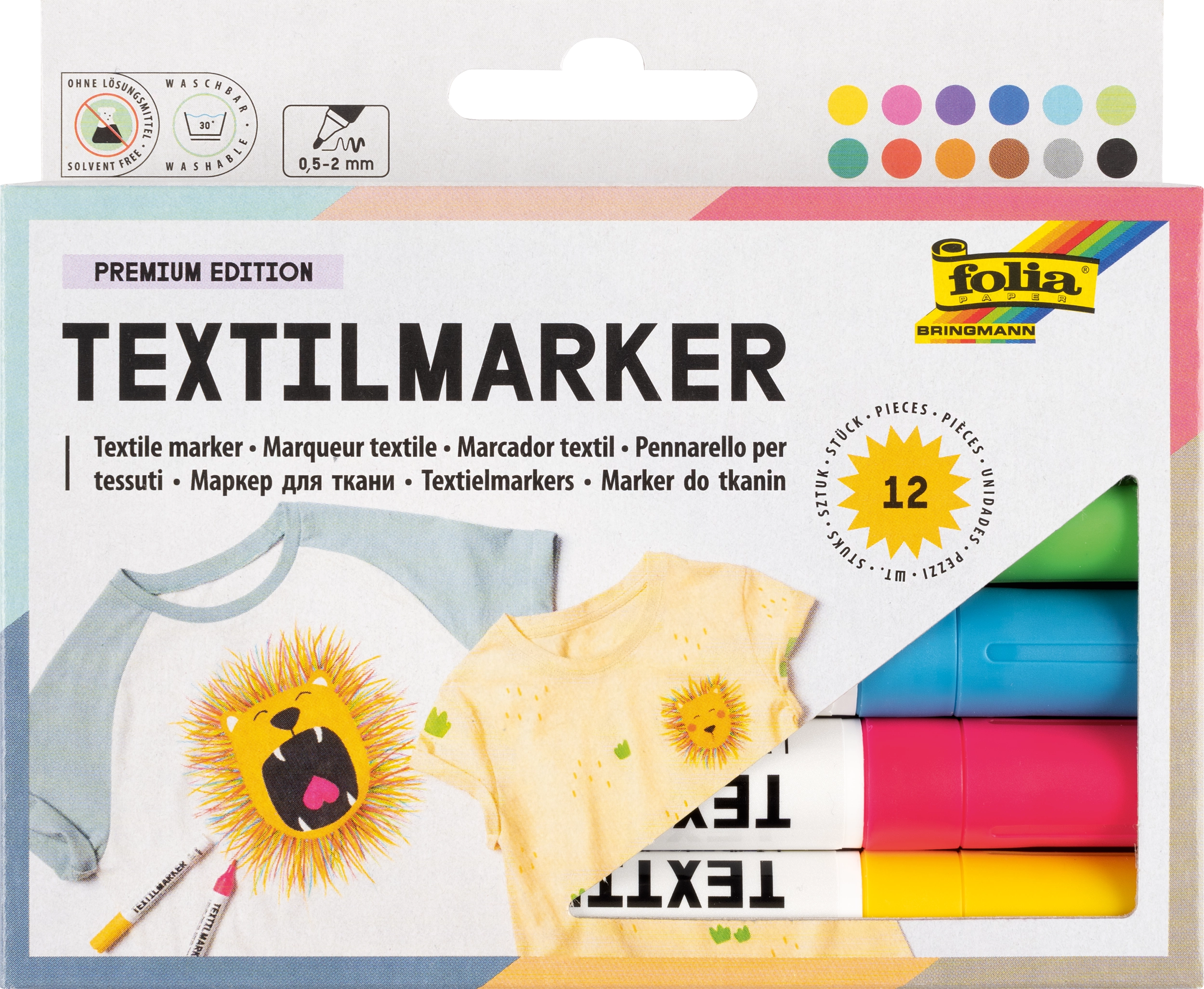 Textilmarker, Premium Edition, 12 Stifte
