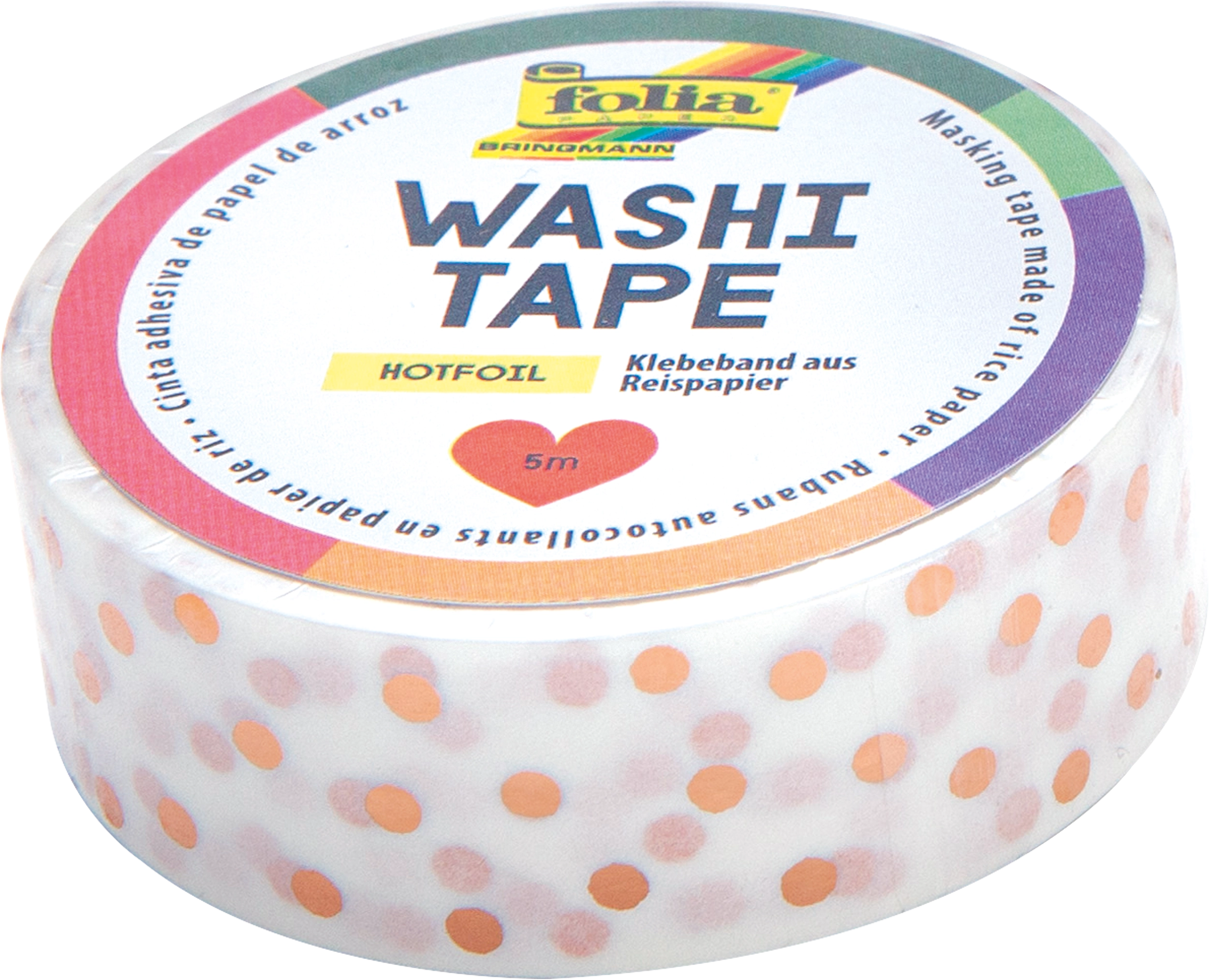 Washi Tape, Roségold Punkte, 5 m, 1 Rolle