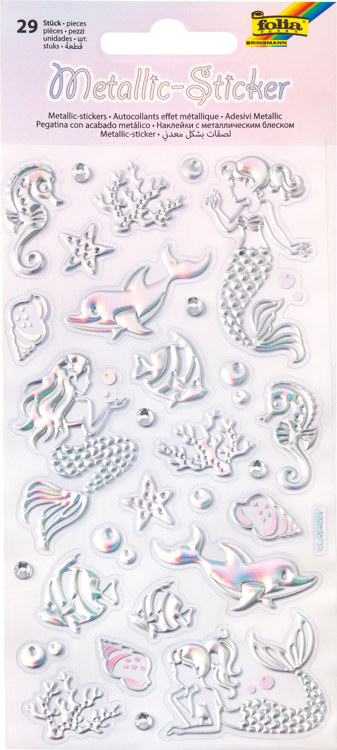Metallic-Sticker, Meerjungfrau, 29 Sticker, 1 Blatt