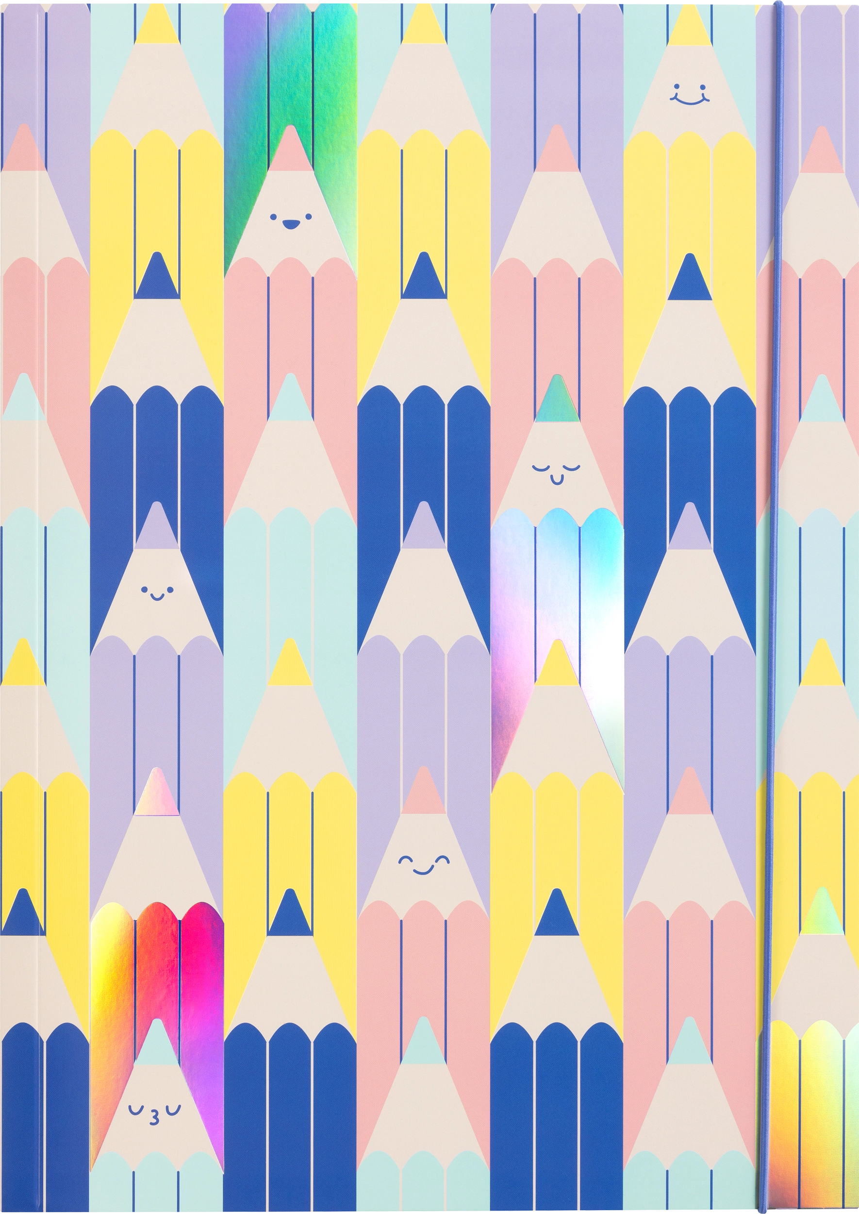 Folders, Colourful Pencils, with Elastic Band