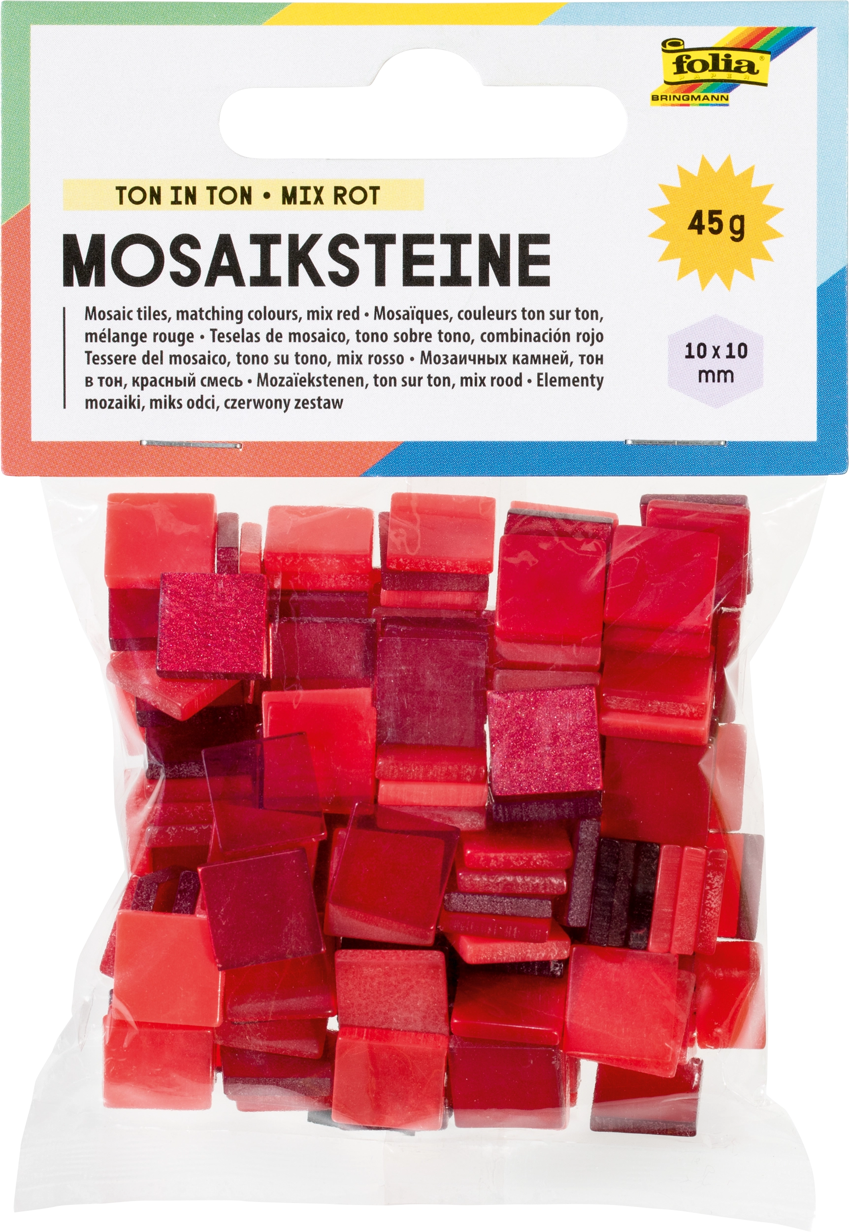 Resin-Mosaiksteine, Ton in Ton, Rot, 10 x 10 mm, 190 Stück