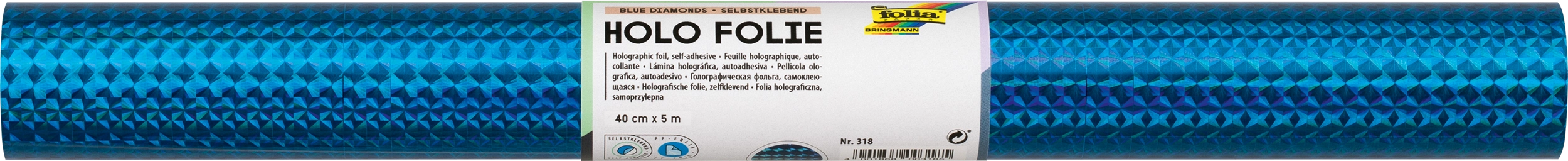 Holographische Folie, Diamond Blue Holo, Selbstklebend, 40 cm x 5 m, 1 Rolle
