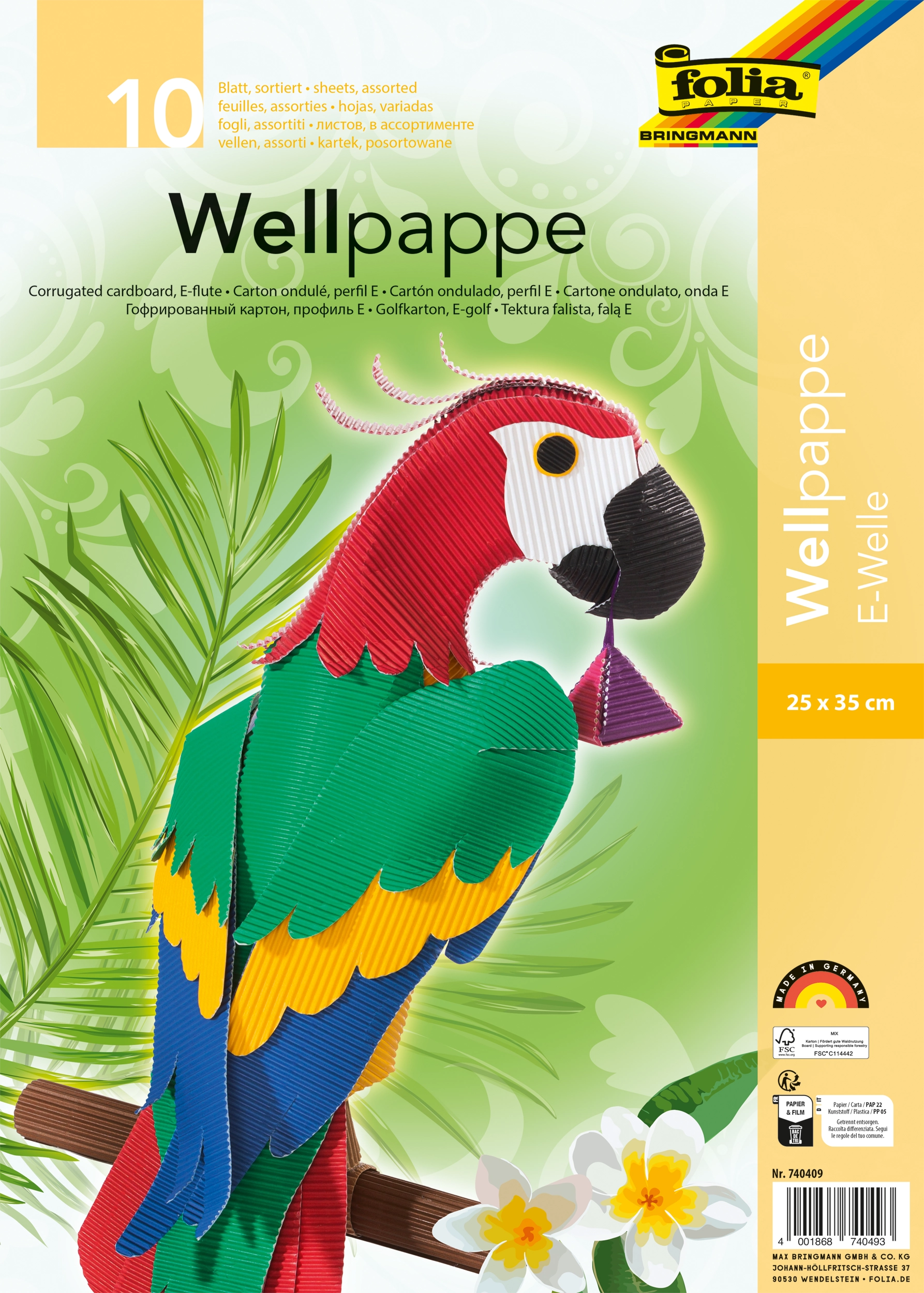Corrugated Board, Colours assorted, 25 x 35 cm, 10 sheets