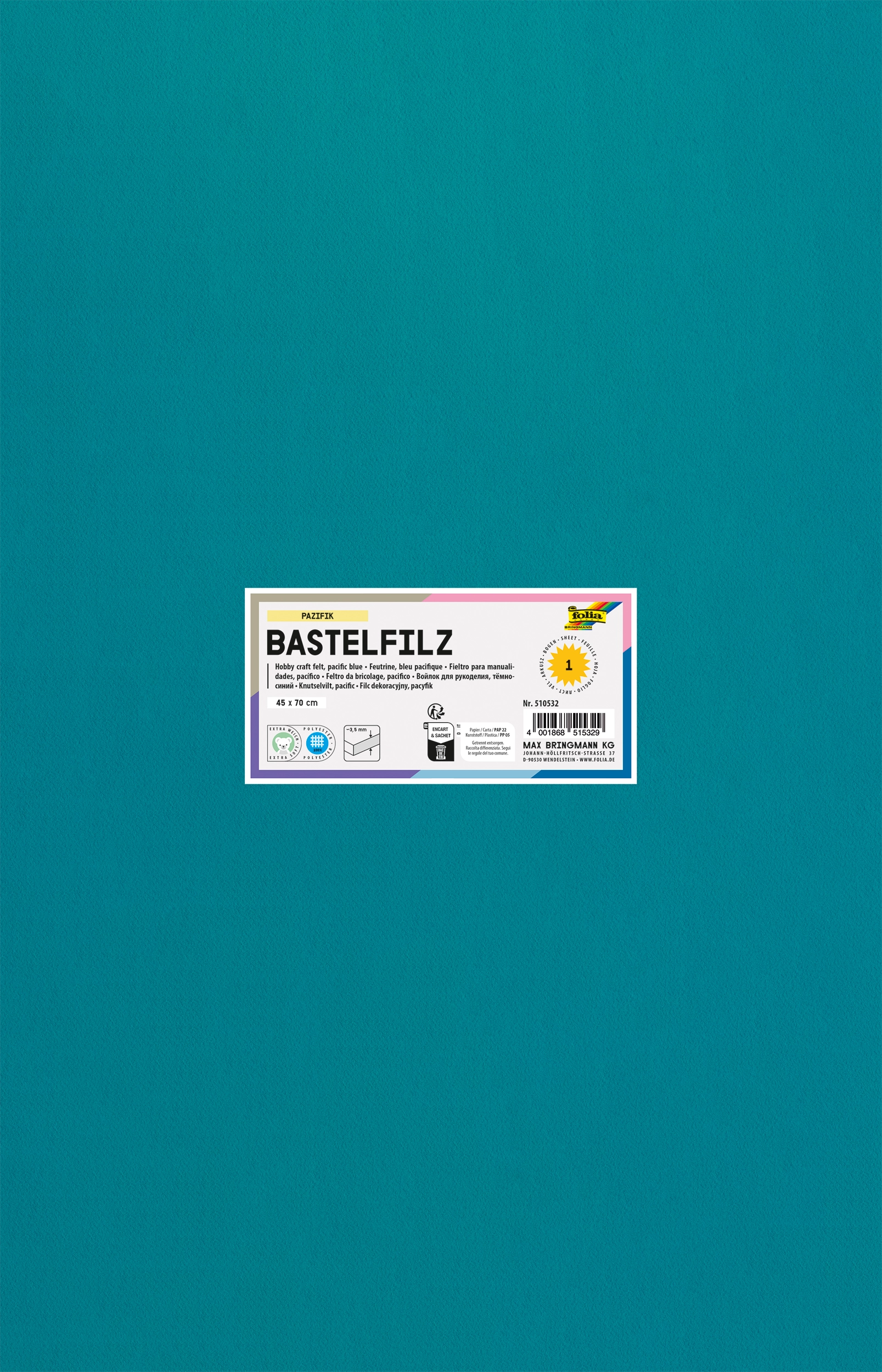Bastelfilz, Pazifik, 45 x 70 cm, 1 Blatt