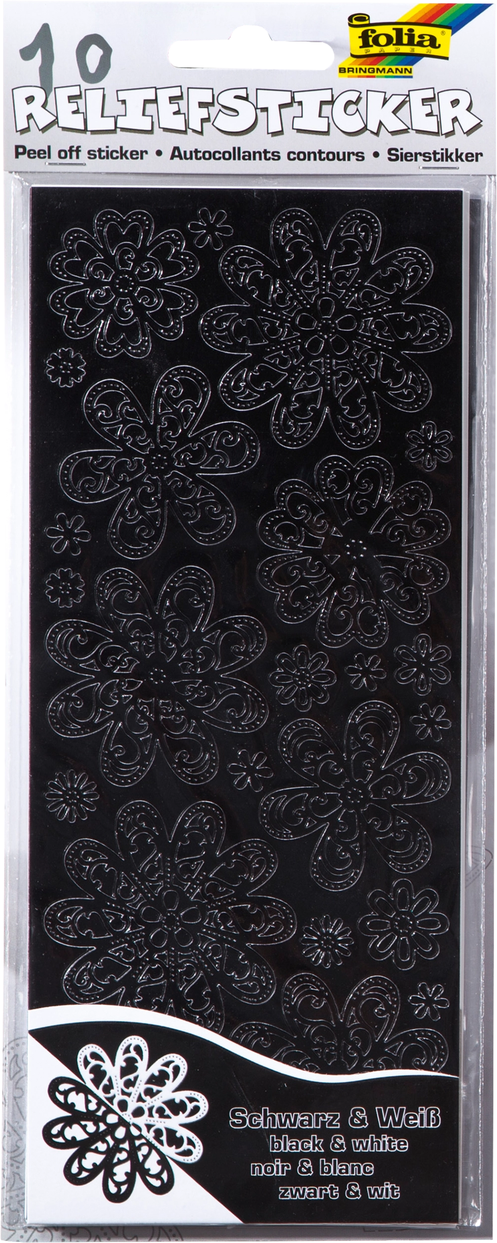 Relief-Sticker, Blumen, 294 Sticker, 10 Blatt