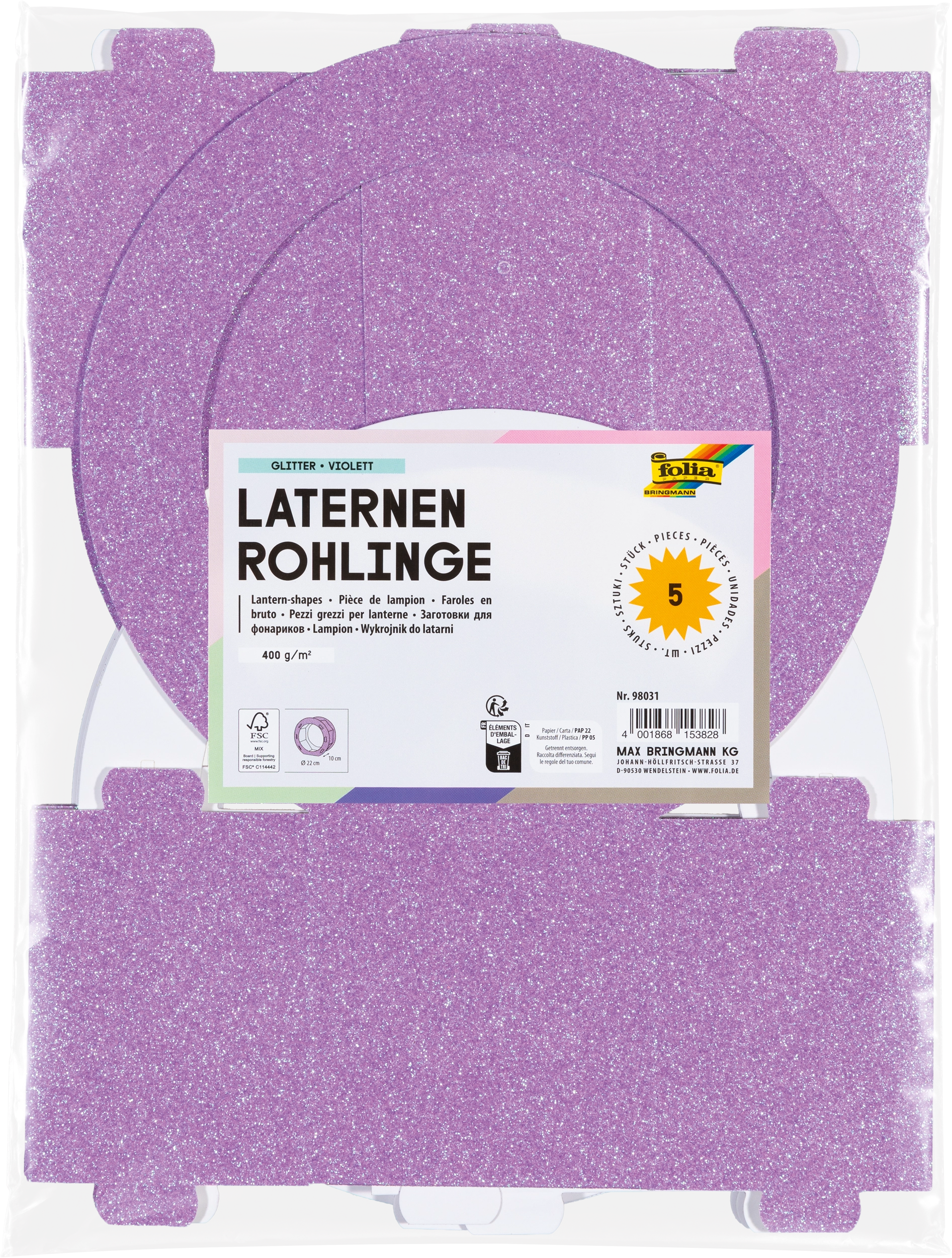 Lantern Blanks, Glitter, Violet, 400 g/m², 1 piece