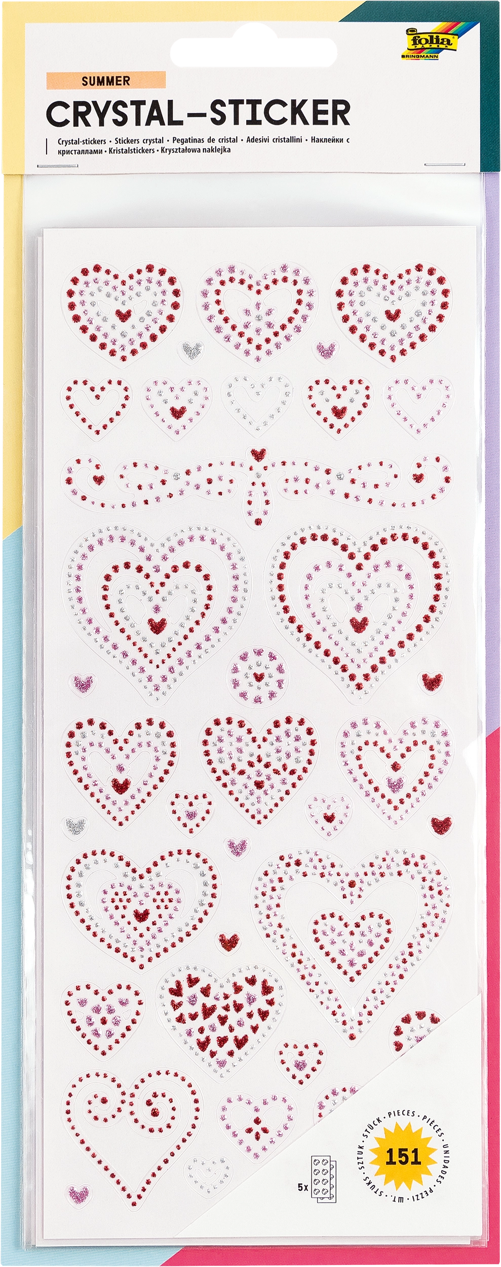 Crystal-Sticker, Sommer, 151 Sticker, 5 Blatt