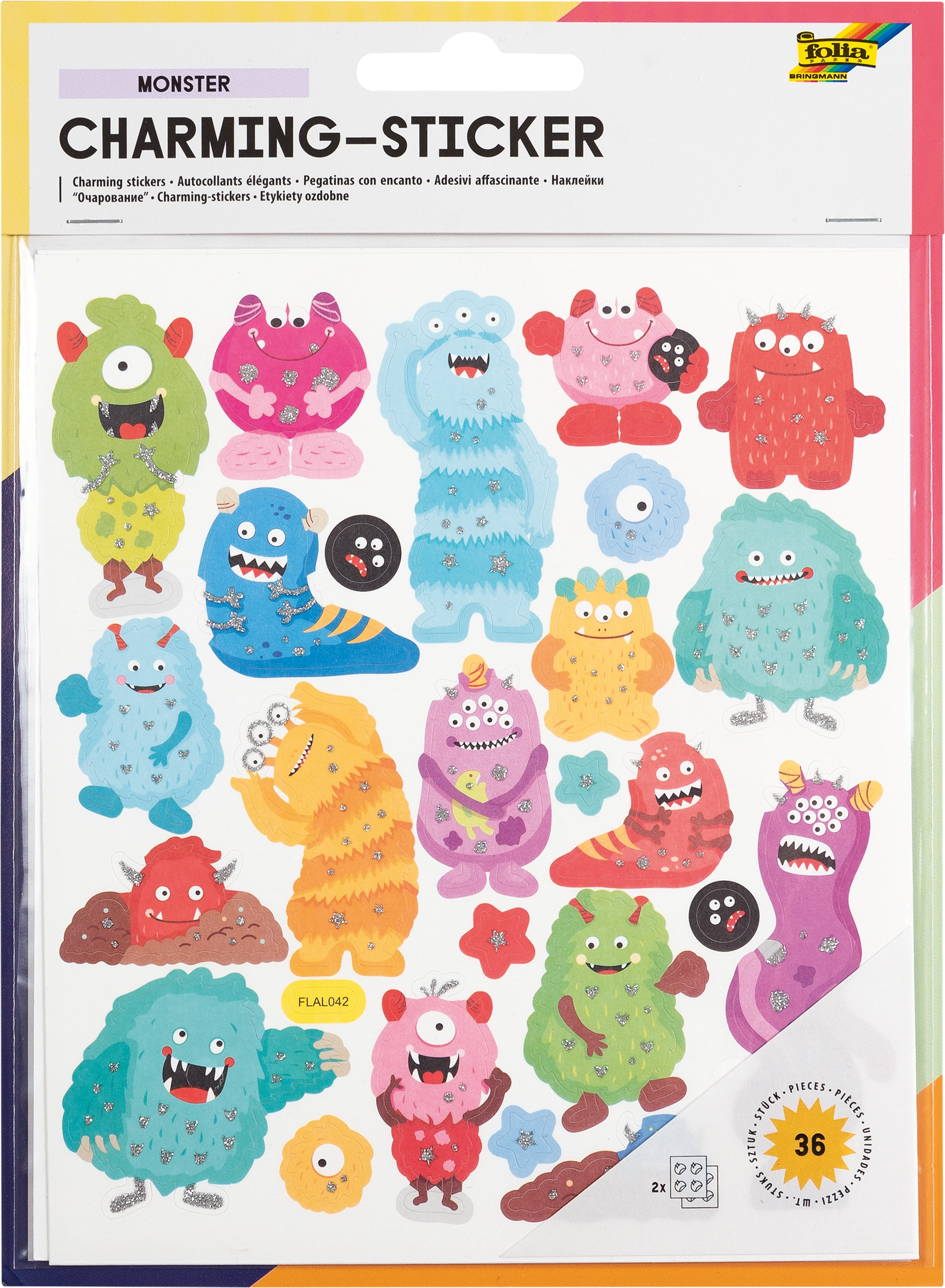 Charming-Sticker, Monster, 36 Sticker, 2 Blatt