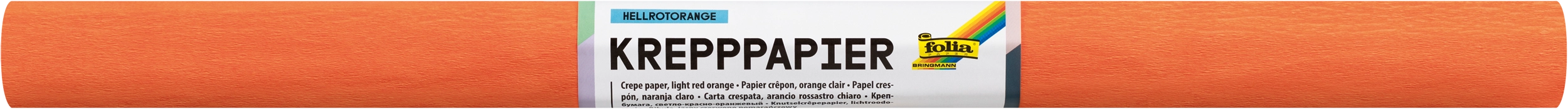 Crepe Paper Colourfast, Light Red Orange, 50 x 250 cm, 32 g/m², 10 rolls