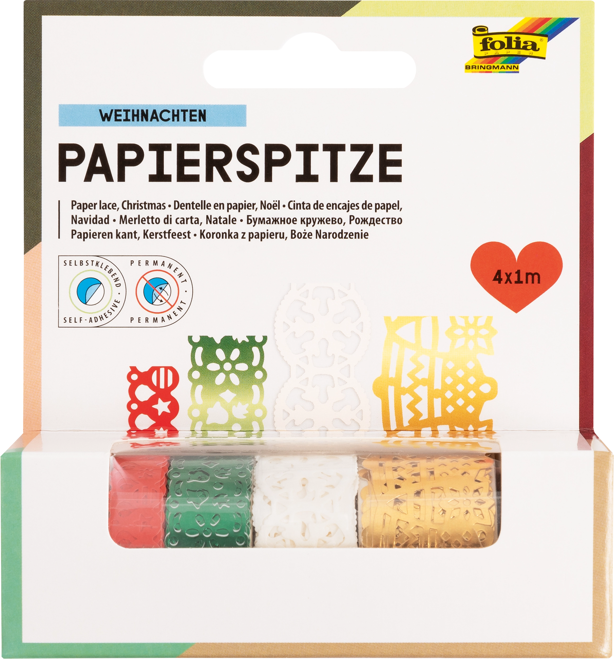 Papierspitze, X-Mas, 4x 1 m, 4 Rollen