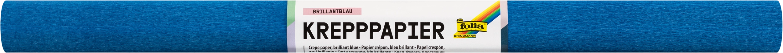 Crepe Paper Colourfast, Brilliant Blue, 50 x 250 cm, 32 g/m², 10 rolls