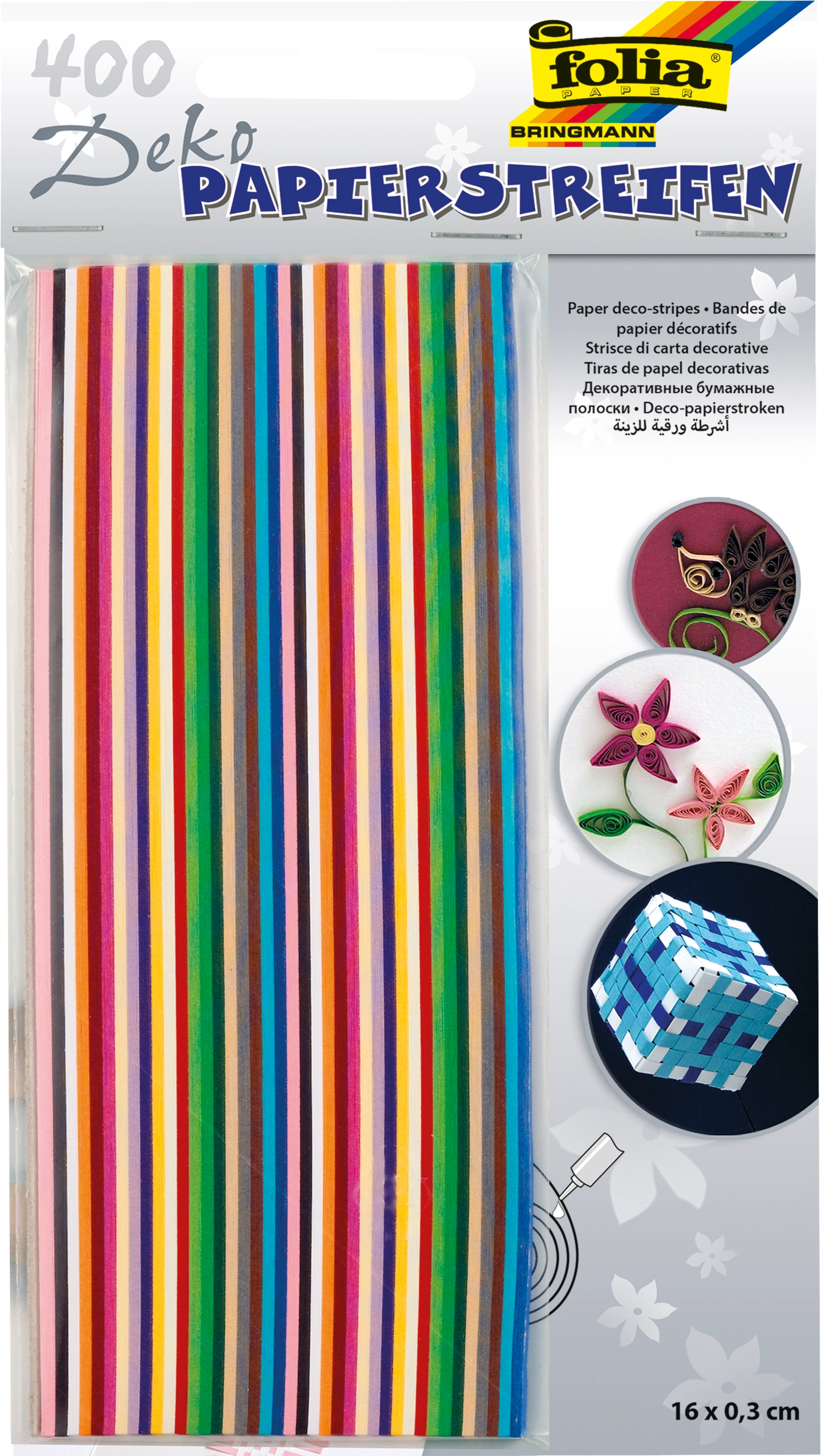 Deko Papierstreifen, Basic , 16,0 x 0,3 cm, 130 g/m², 400 Streifen