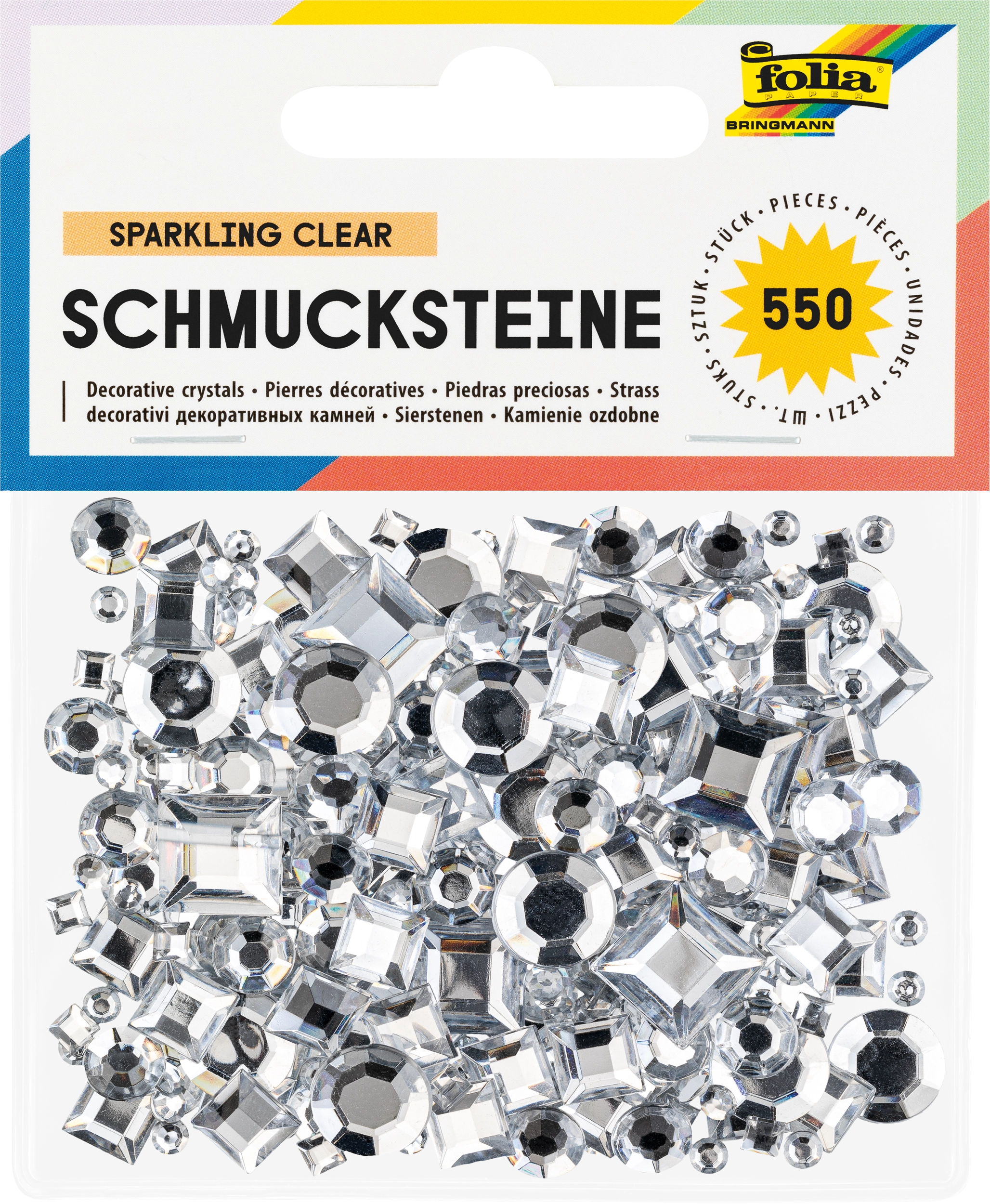 Schmucksteine, Ton in Ton, Sparkling Clear, Ø 4, 8, 12 mm, 550 Stück