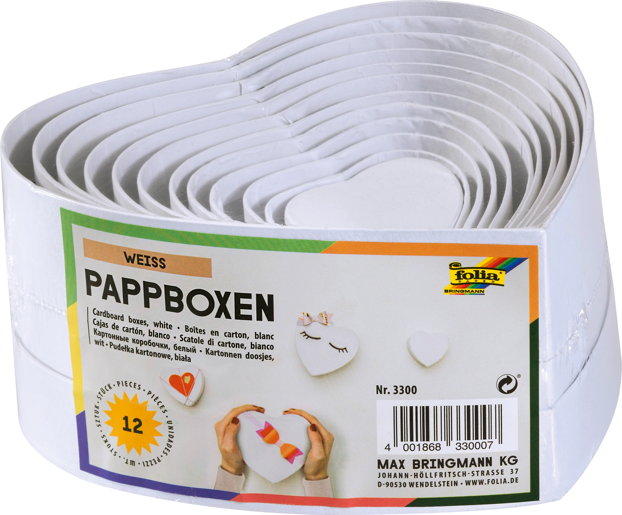 Pappboxen, Weiß, Herz, 12 Stück