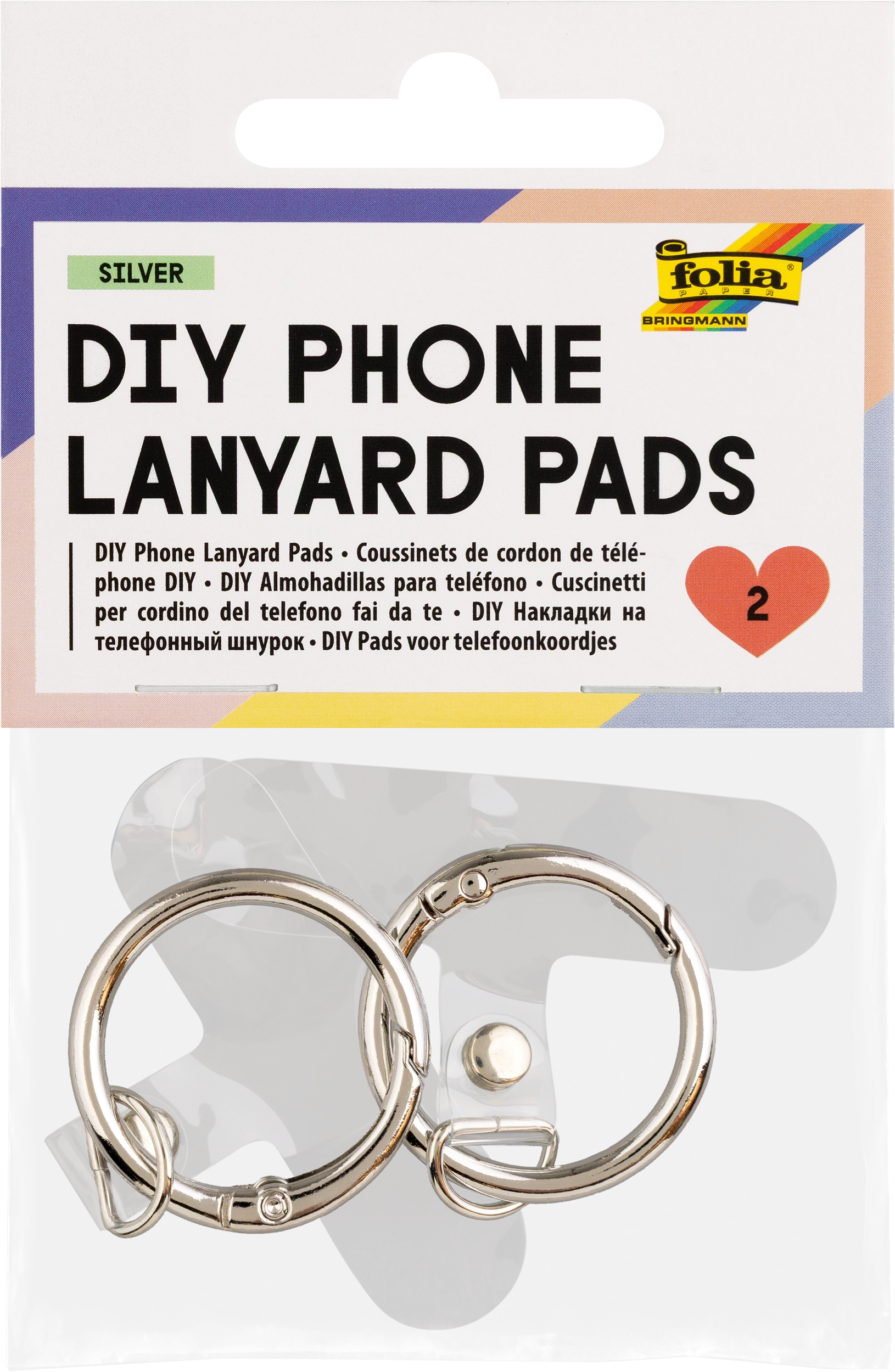DIY Phone Lanyard Pads, Silver, 2 Stück