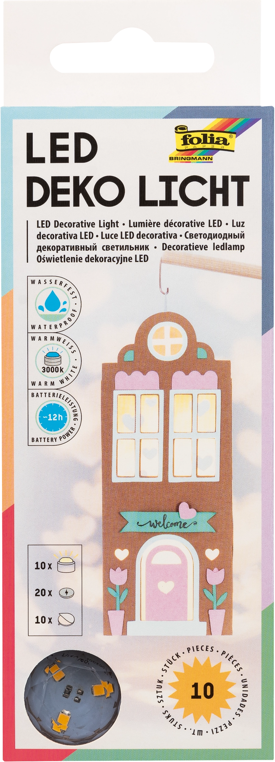 LED Deko Licht, Warmweiß, 30 x 25 mm, 10 Stück