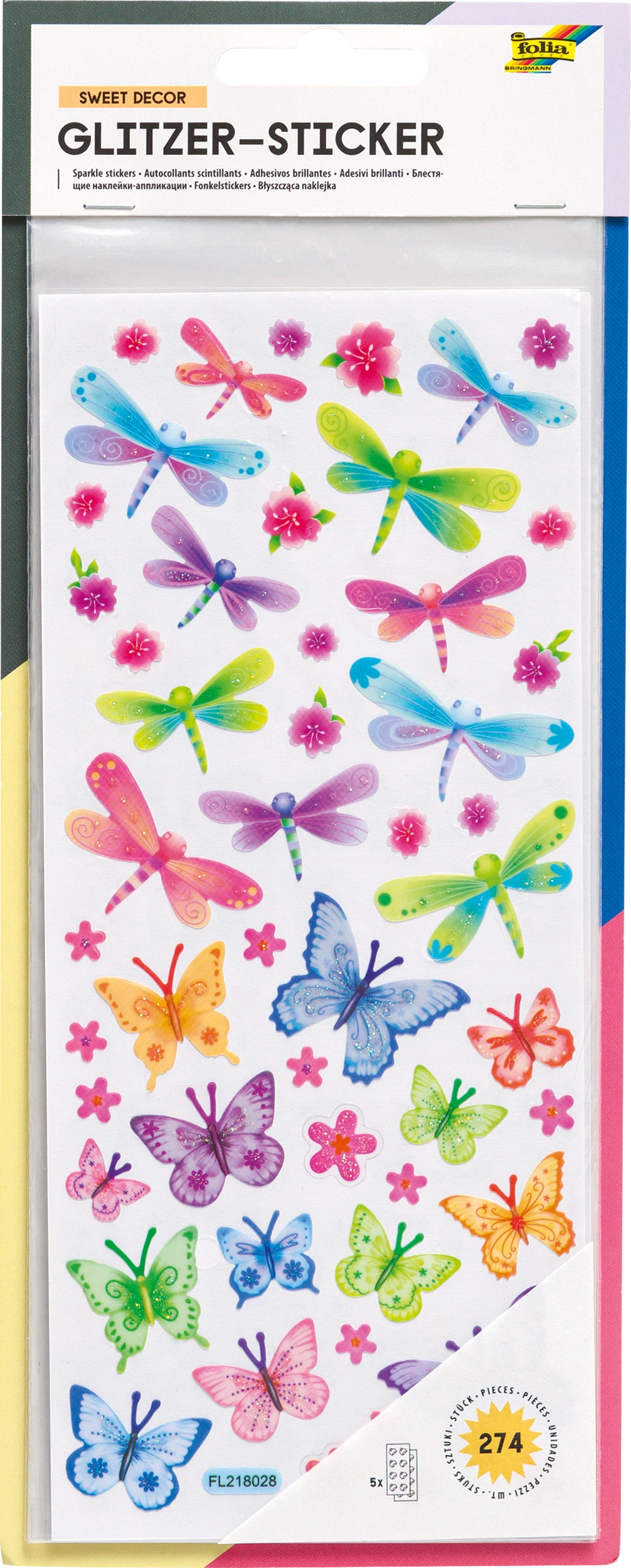 Glitzer-Sticker, Sweet Decor, 274 Sticker, 5 Blatt