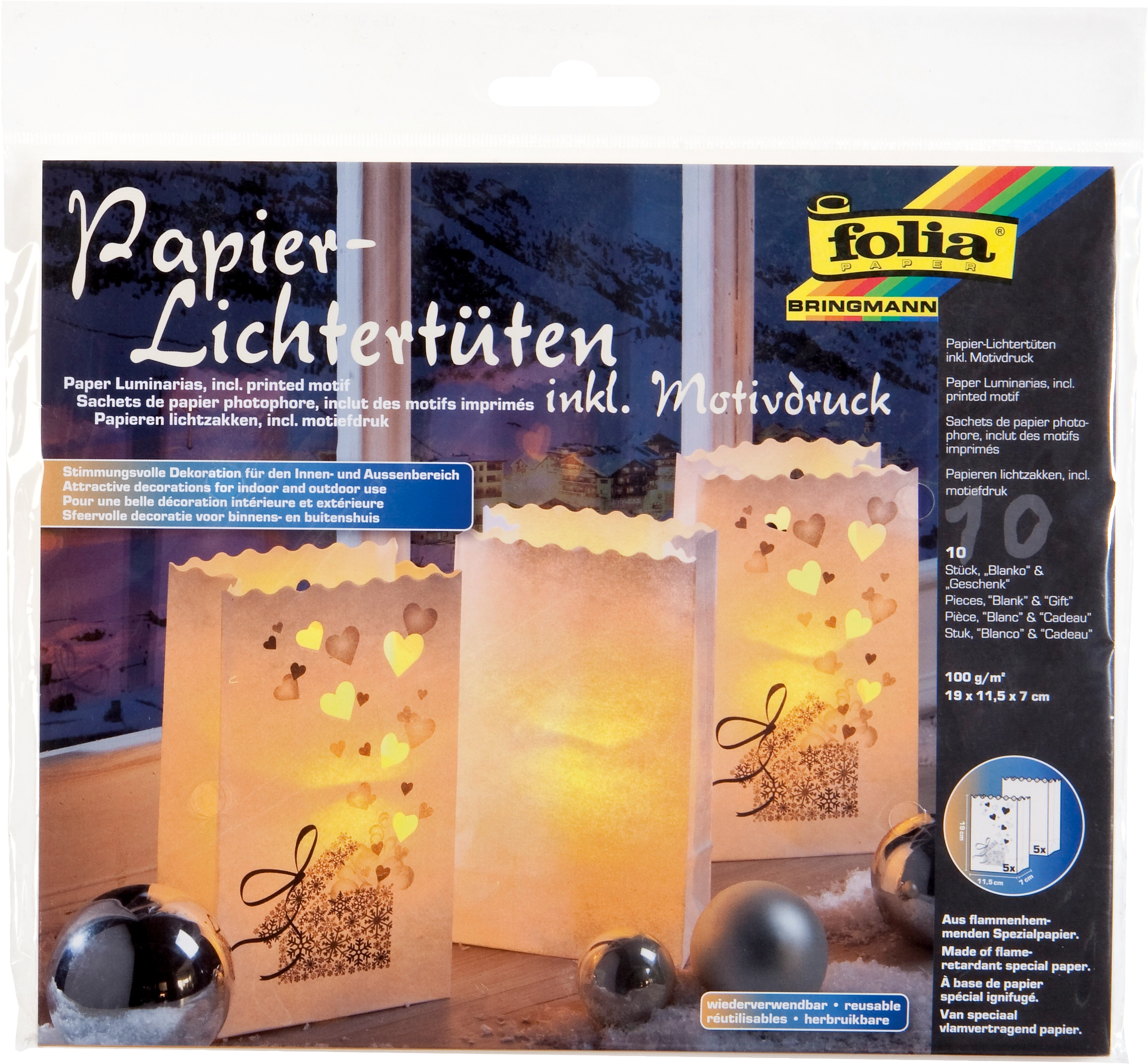 Papier Lichttüten Sets, Geschenk & Blanko, 19,0 x 11,5 cm, 10 Stück