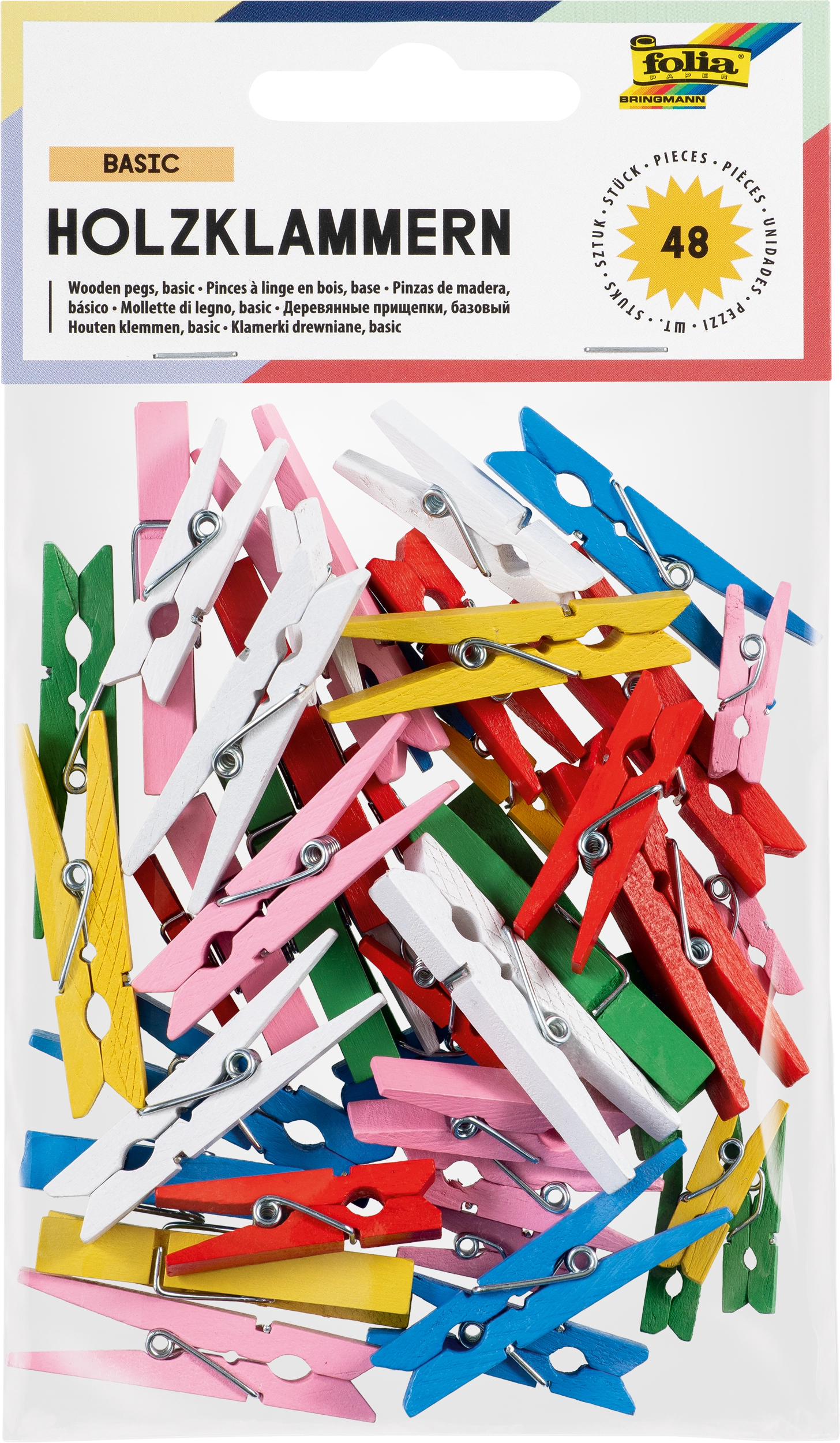 Wooden Pegs, Basic, 48 pieces