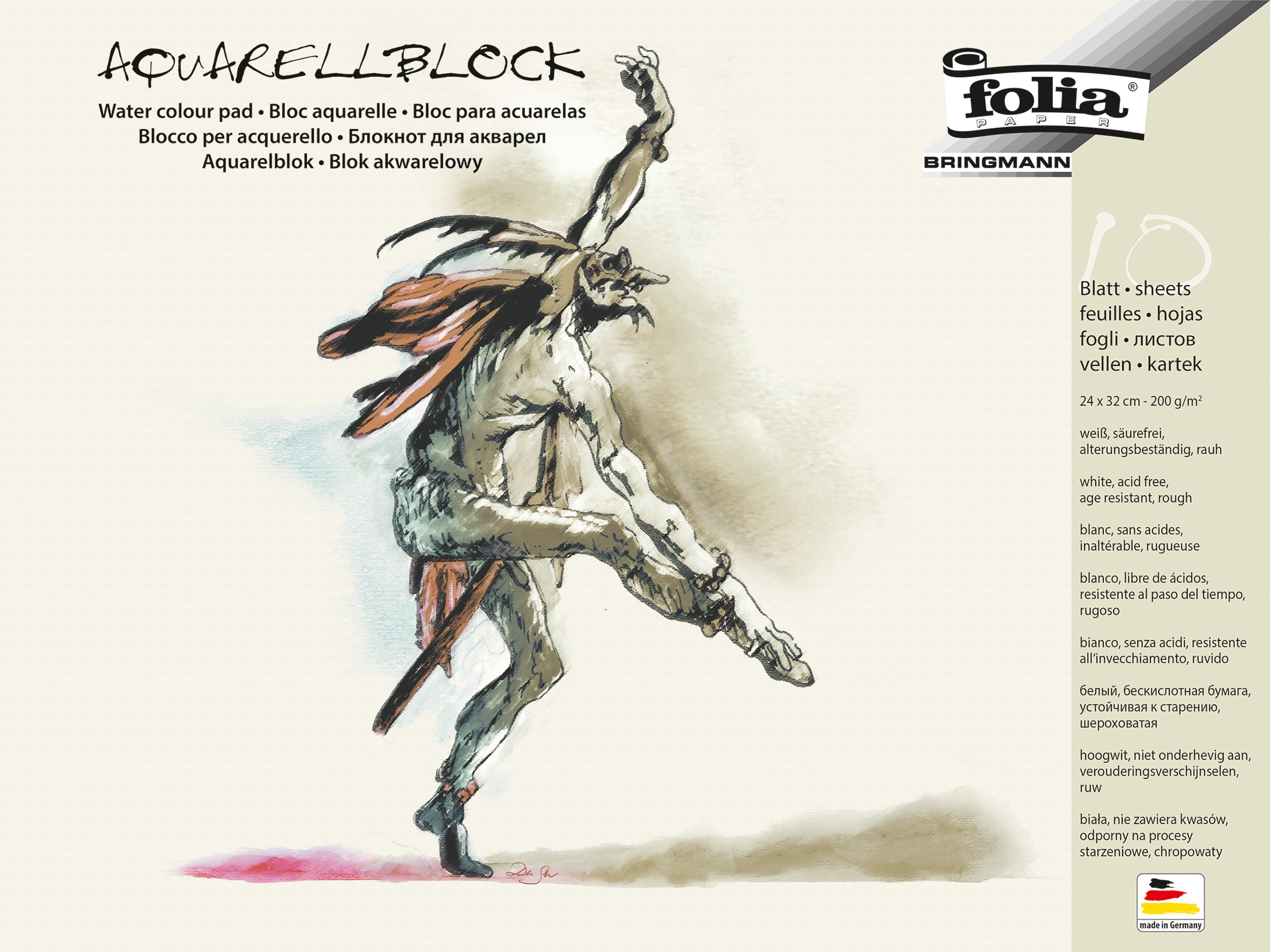 Aquarellblock, 24 x 32 cm, 200 g/m², 10 Blatt, 1 Block