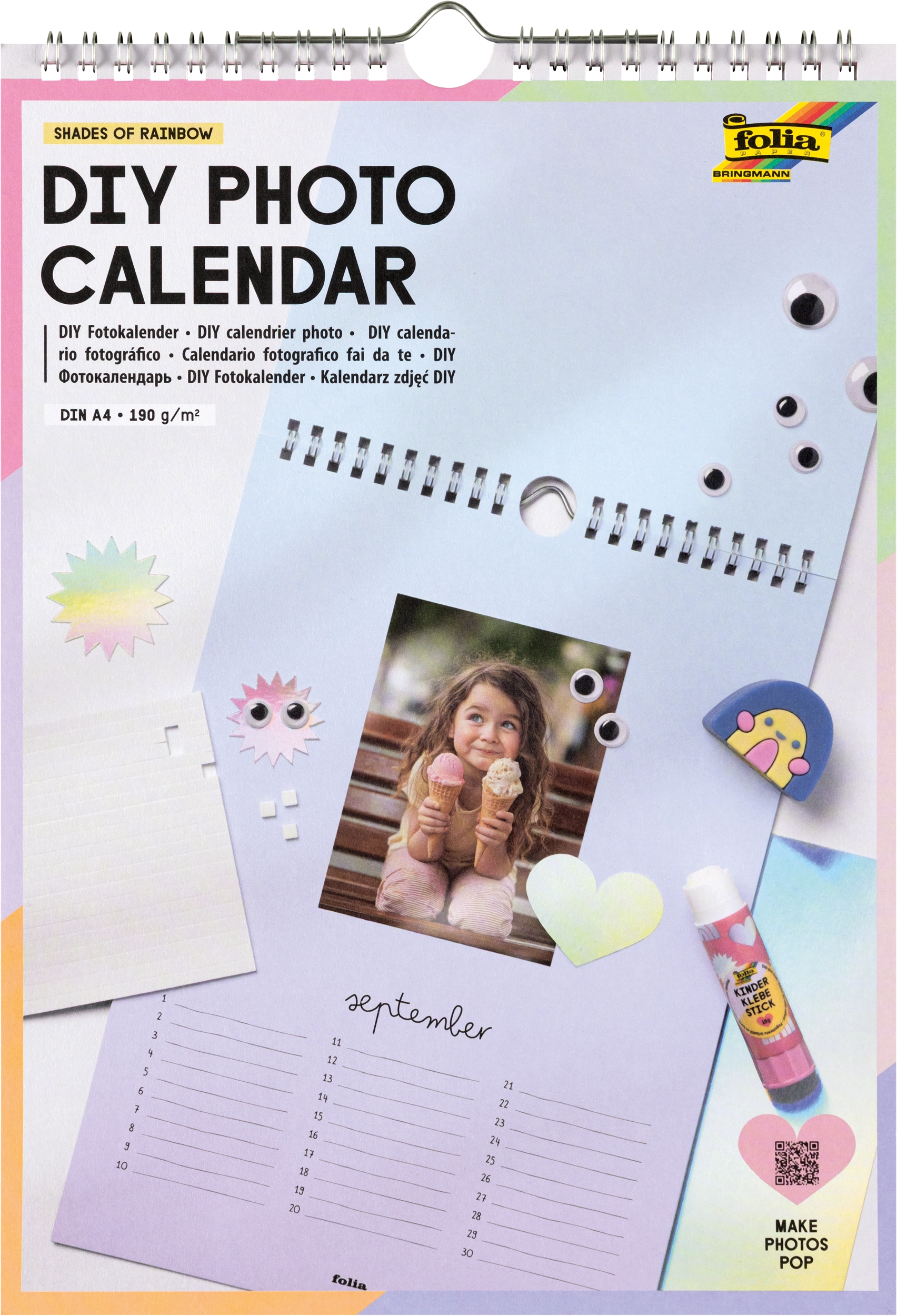 DIY Photo Calendar, Shades Of Rainbow, DIN A4, 1 piece