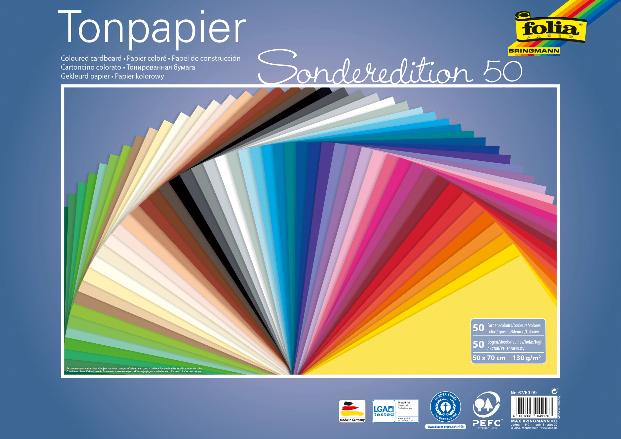 Tonpapier Sonderedition, 50 x 70 cm, 130 g/m², 50 Blatt