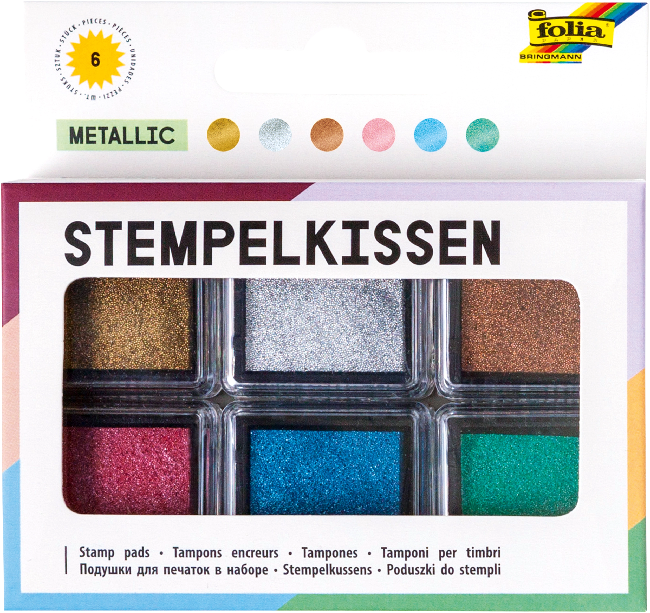 Stempelkissen, Metallic, 6 Stück