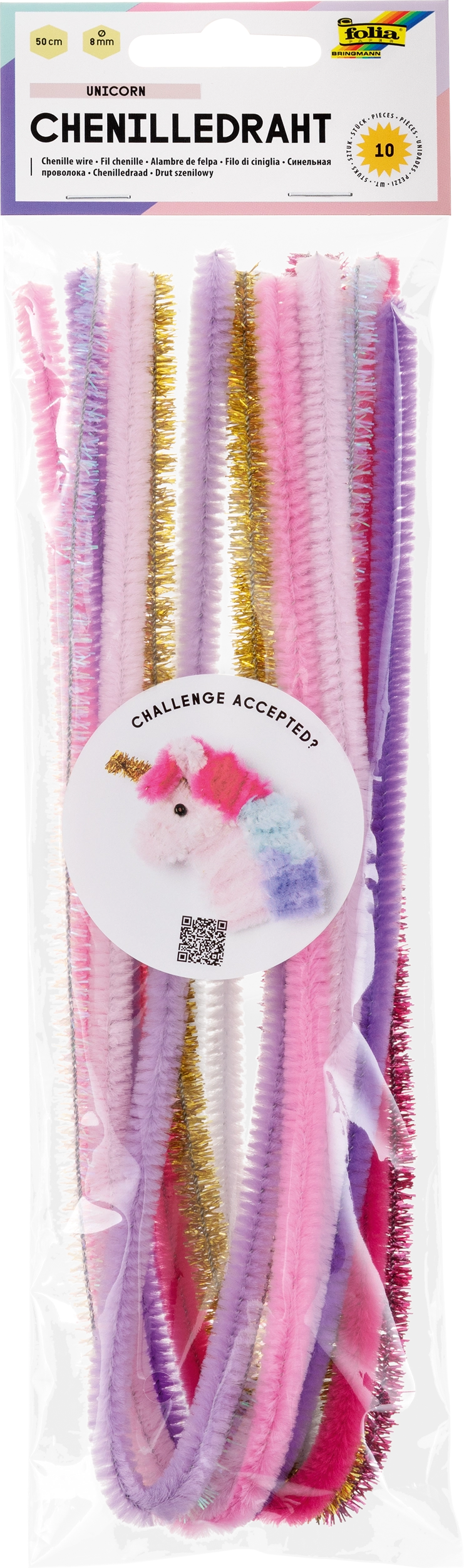 Chenille Wire, Unicorn, Ø 8 mm, 50 cm, 10 pieces