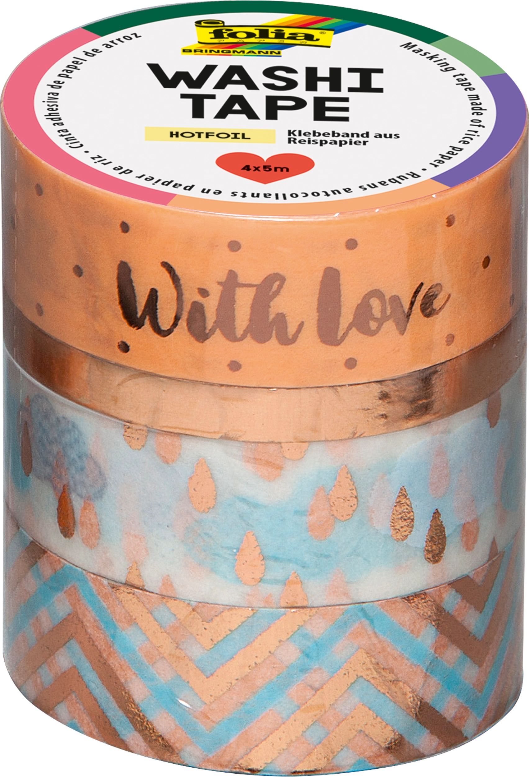 Washi Tape, Roségold II, 4x 5 m, 4 Rollen