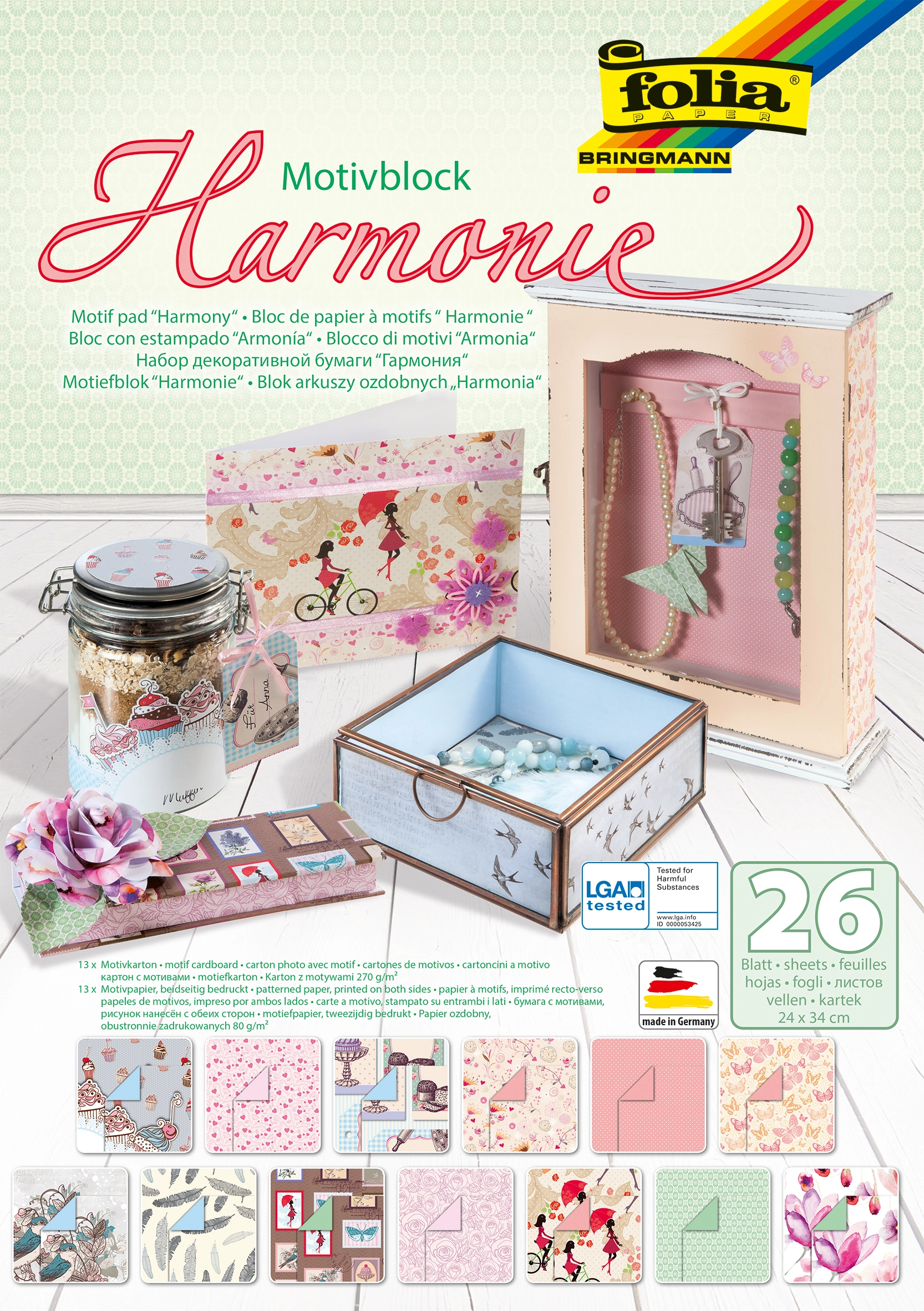 Motif Pad, Harmony, 24 x 34 cm, 80 g/m², 270 g/m², 26 sheets
