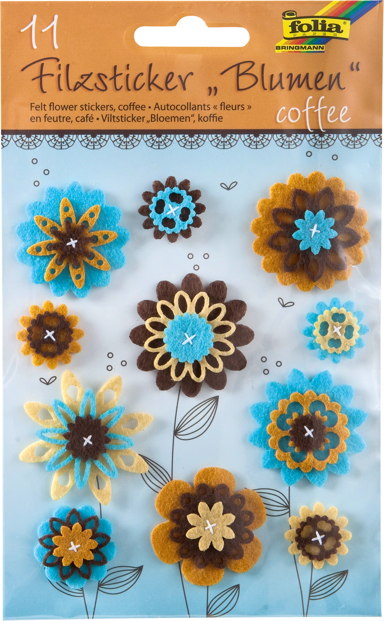 Filz-Sticker, Coffee, 11 Sticker, 1 Blatt
