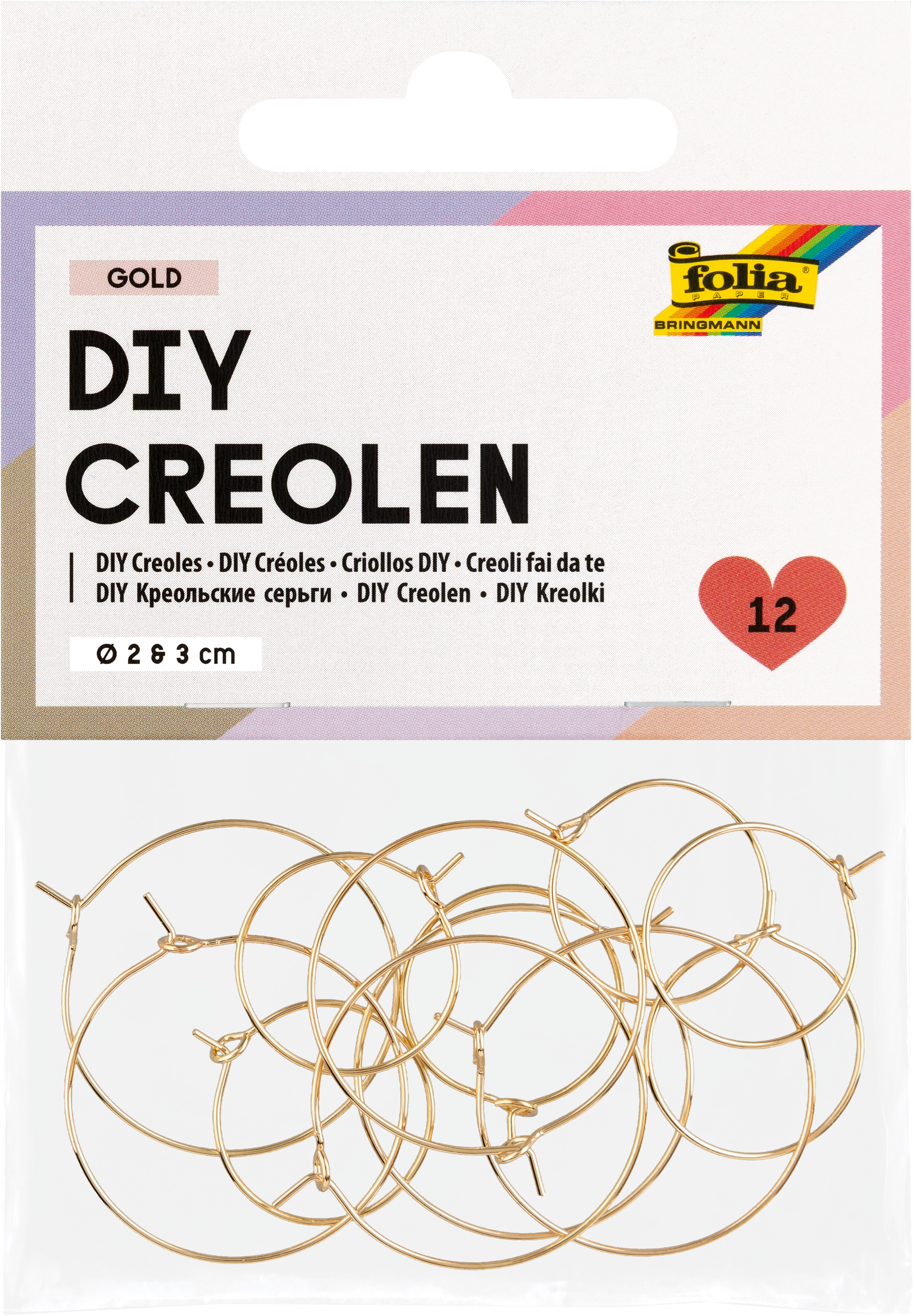DIY Creoles, Gold, 12 pieces