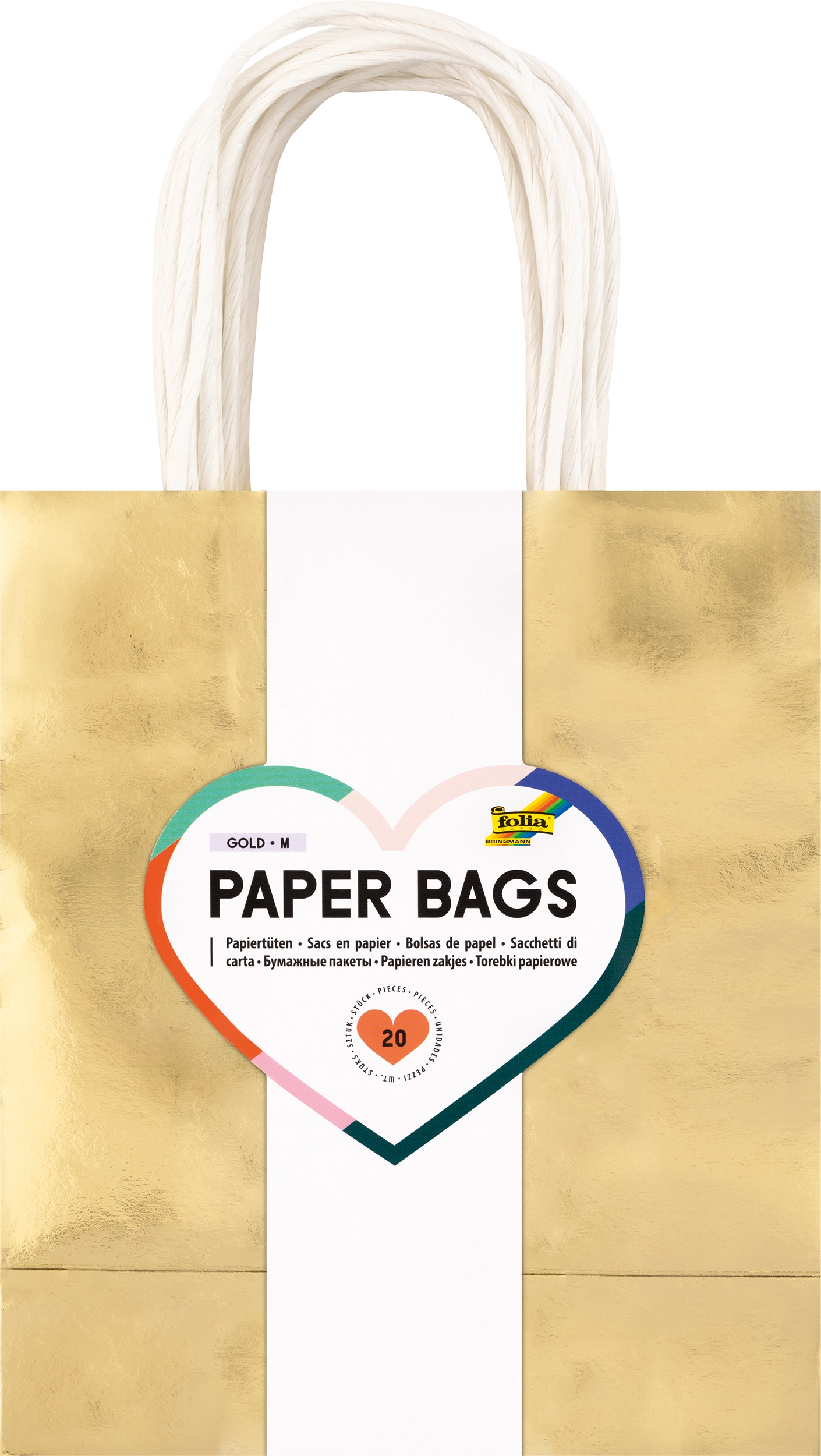 Papiertüten, Gold, M, 20 Stück