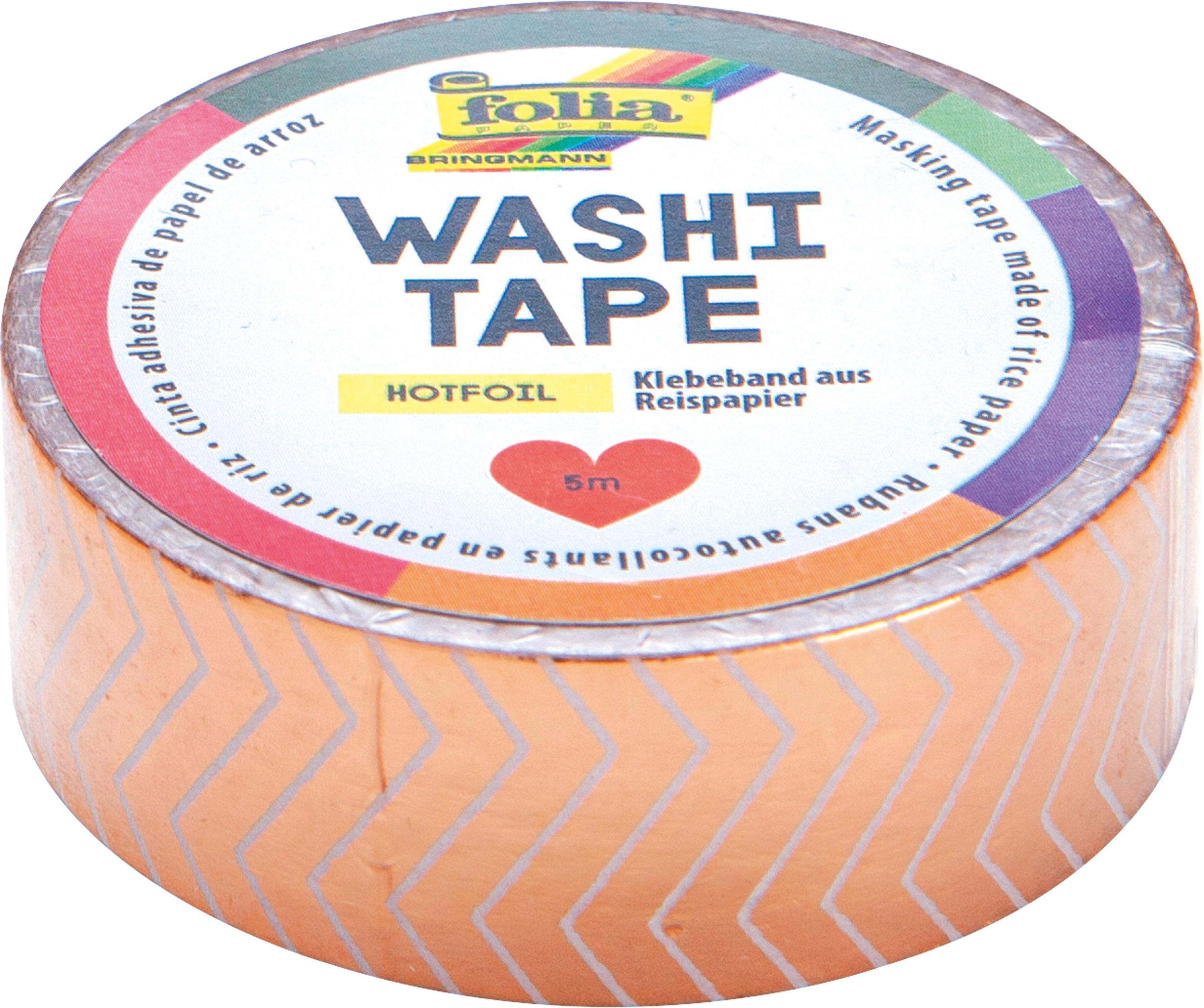 Washi Tape, Roségold Streifen, 5 m, 1 Rolle
