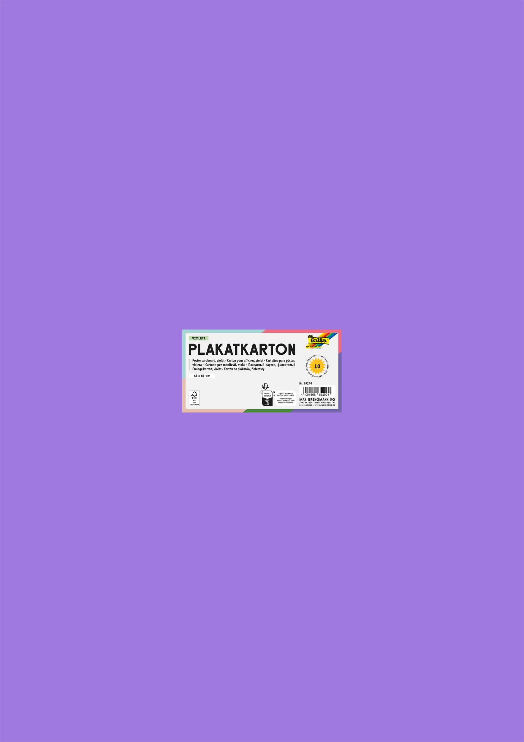 Plakatkarton, Violett, 48 x 68 cm, 380g/m², 10 Blatt