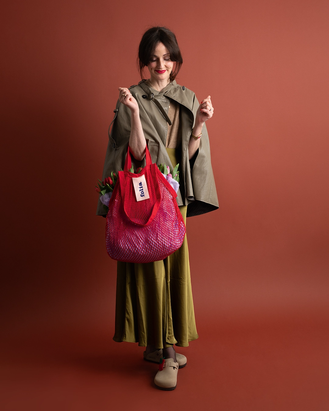 Mesh tote bag, Red, 1 Stück