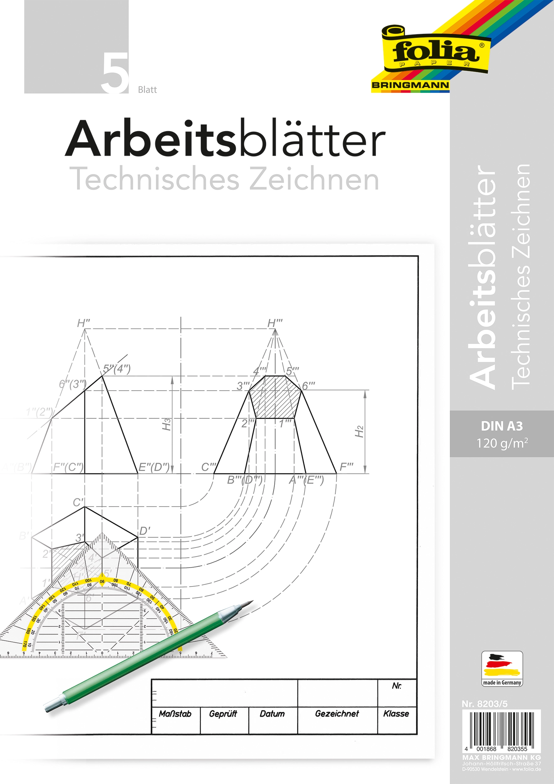 Arbeitsblätter Technisches Zeichnen, Weiß, DIN A3, 5 Blatt