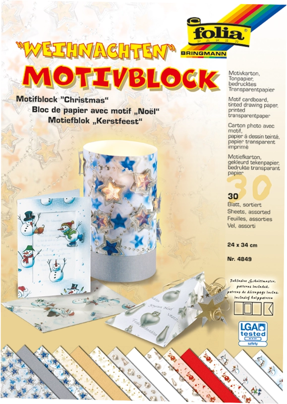Motif Pad, Christmas I, 24 x 34 cm, 270 g/m², 130 g/m², 115 g/m², 30 sheets