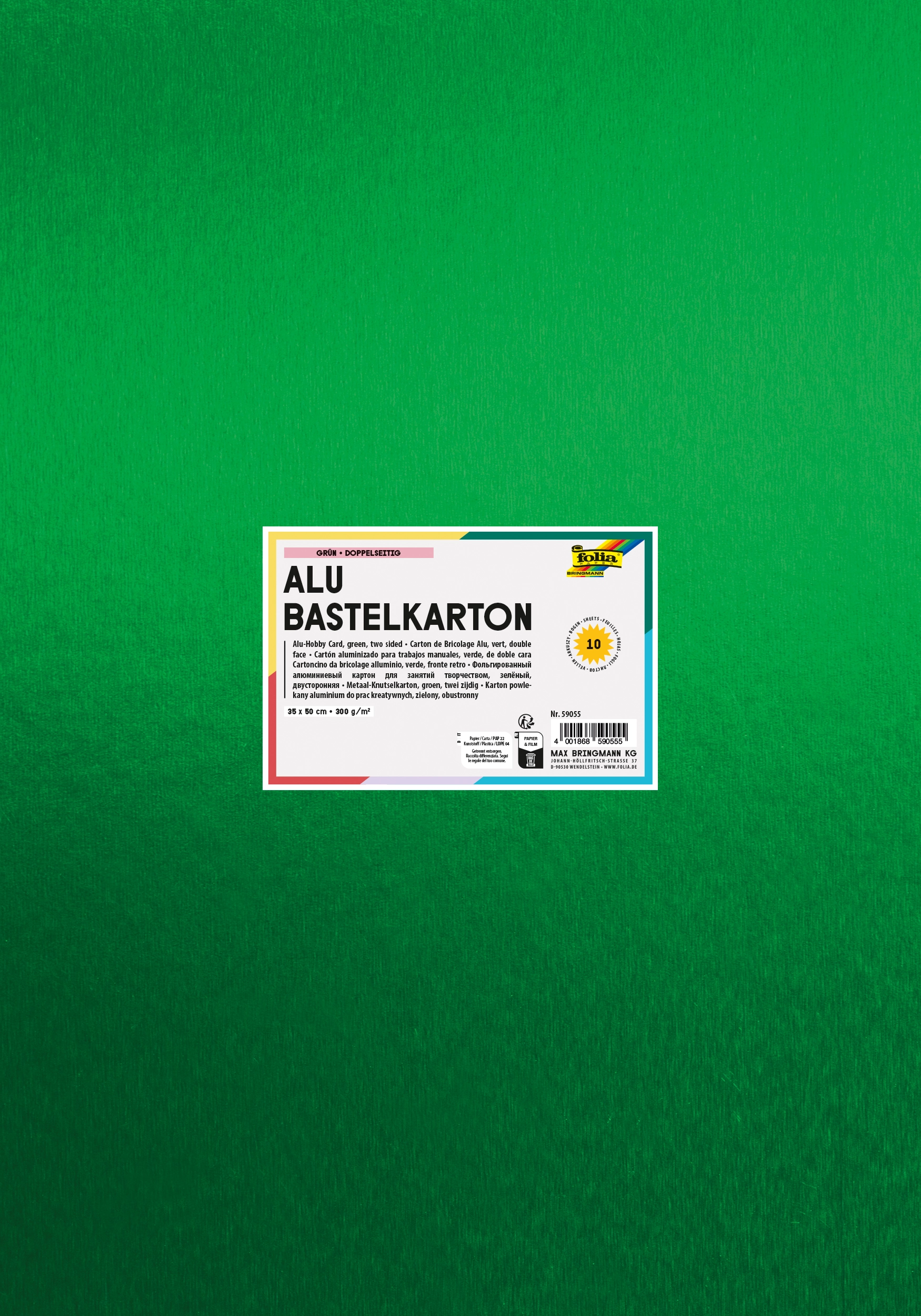DIY Alu Bastelkarton, Grün, 35 x 50 cm, 10 Blatt