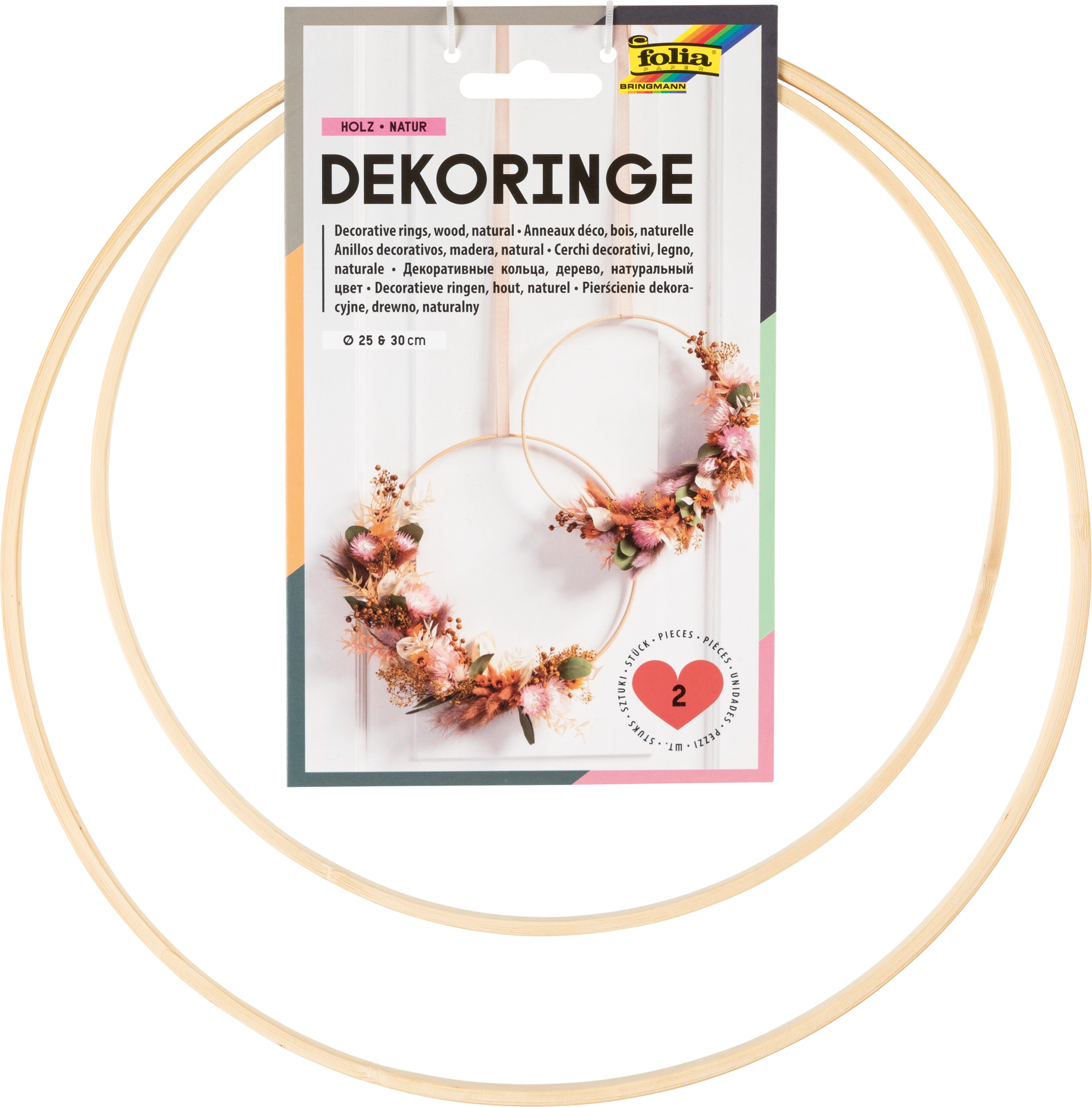 Deko-Ringe, Holz, Natur, Ø 25 cm, Ø  30 cm, Ø 25 cm, Ø 30 cm, 2 Stück